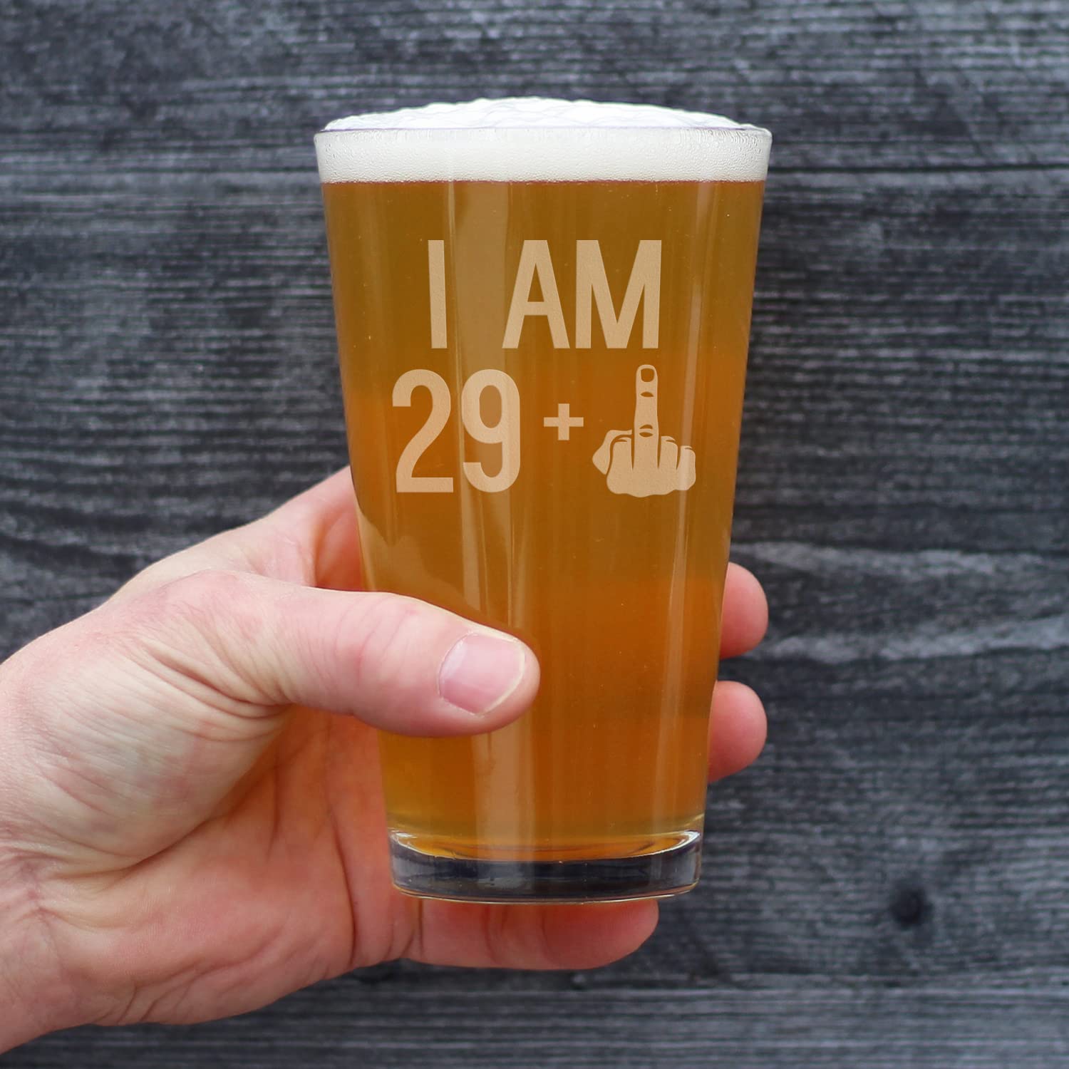 29 + 1 Middle Finger 16 oz Beer Pint Glass - Hilarious 30th Birthday Gift for Men & Women - Perfect for 30th Birthday Parties, Gag Gifts & Bar Decor