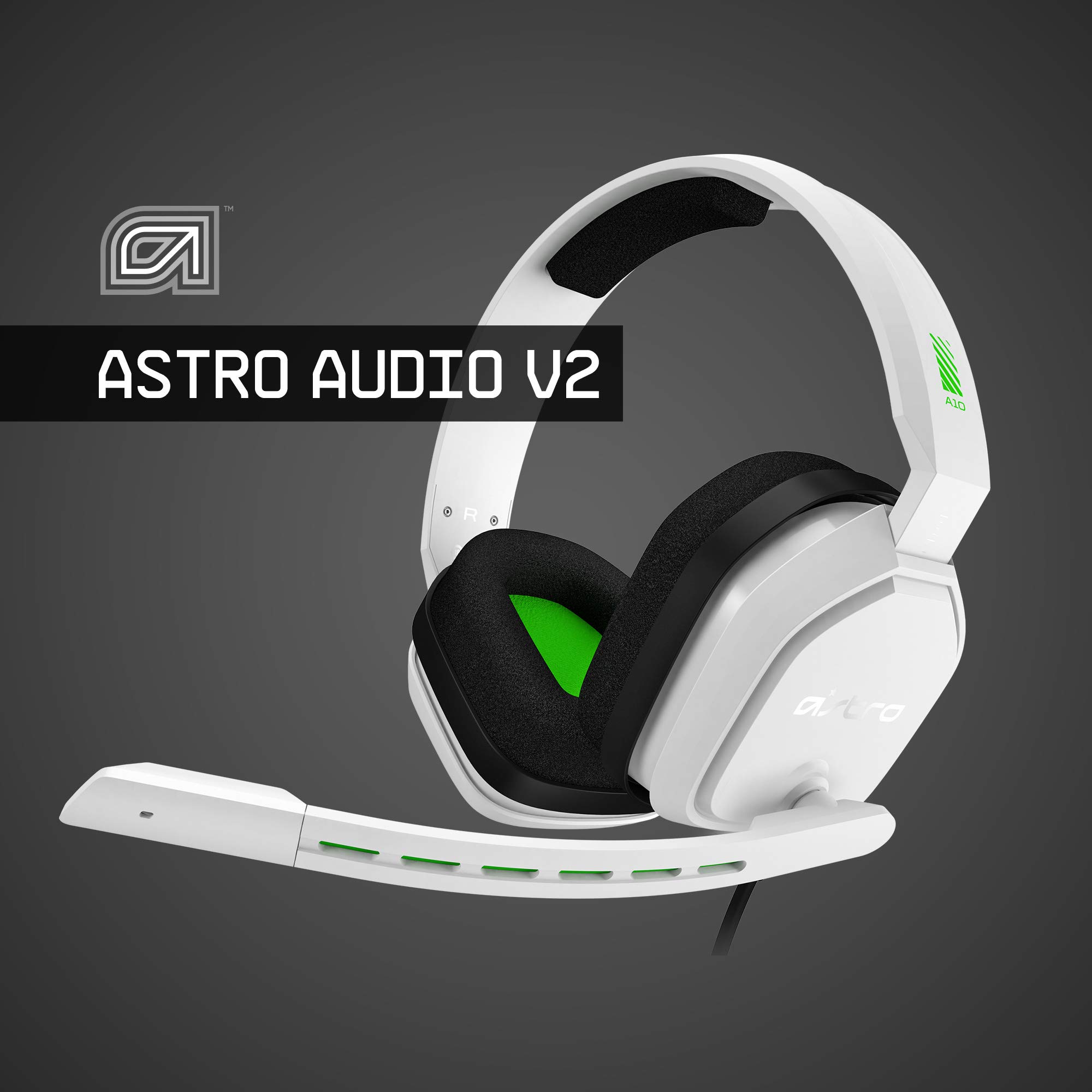 ASTRO Gaming A10 Wired Gaming Headset - Lightweight, Durable Headphones with 3.5mm Audio Jack for Xbox Series X|S, Xbox One, PS5, PS4, Nintendo Switch, PC & Mac (White/Green) - Perfect for Competitive Gaming & Long Sessions