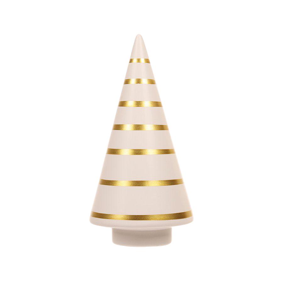 JLINE Christmas Tree Ceramic Ornaments Set of 2 - 24cm Gold and White Holiday Decor for Xmas Tree, Mantel, or Tabletop Decoration