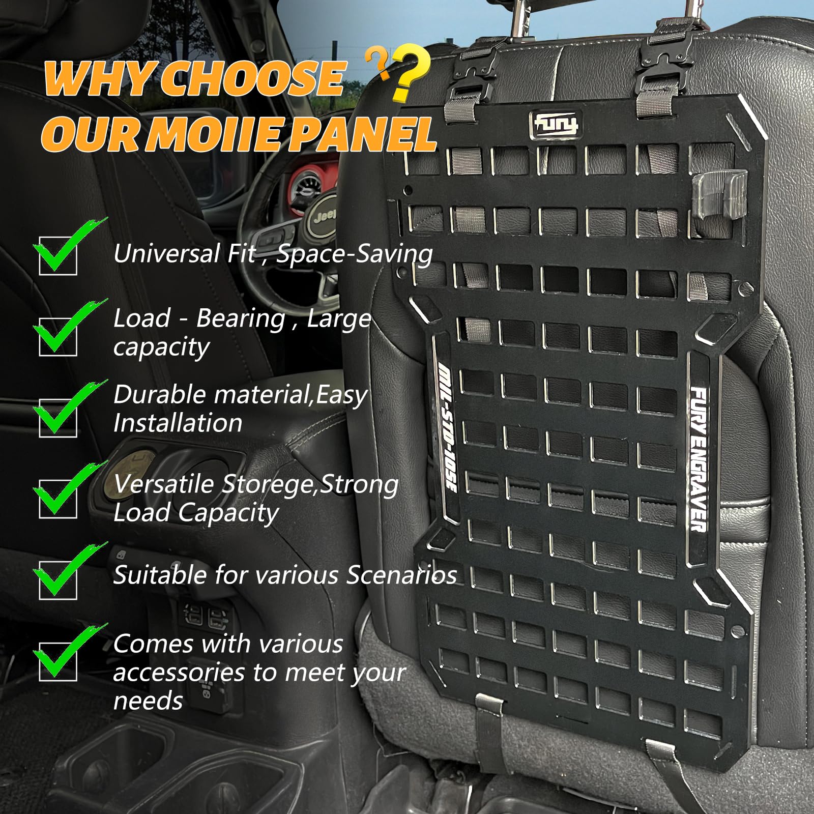 MAIKER Tactical MOLLE Panel with Aluminum Insert - 2 Storage Bags, Multi-Tool & Flashlight Included | Modular Gear Organizer for Outdoor, Camping, Hiking & Military Use