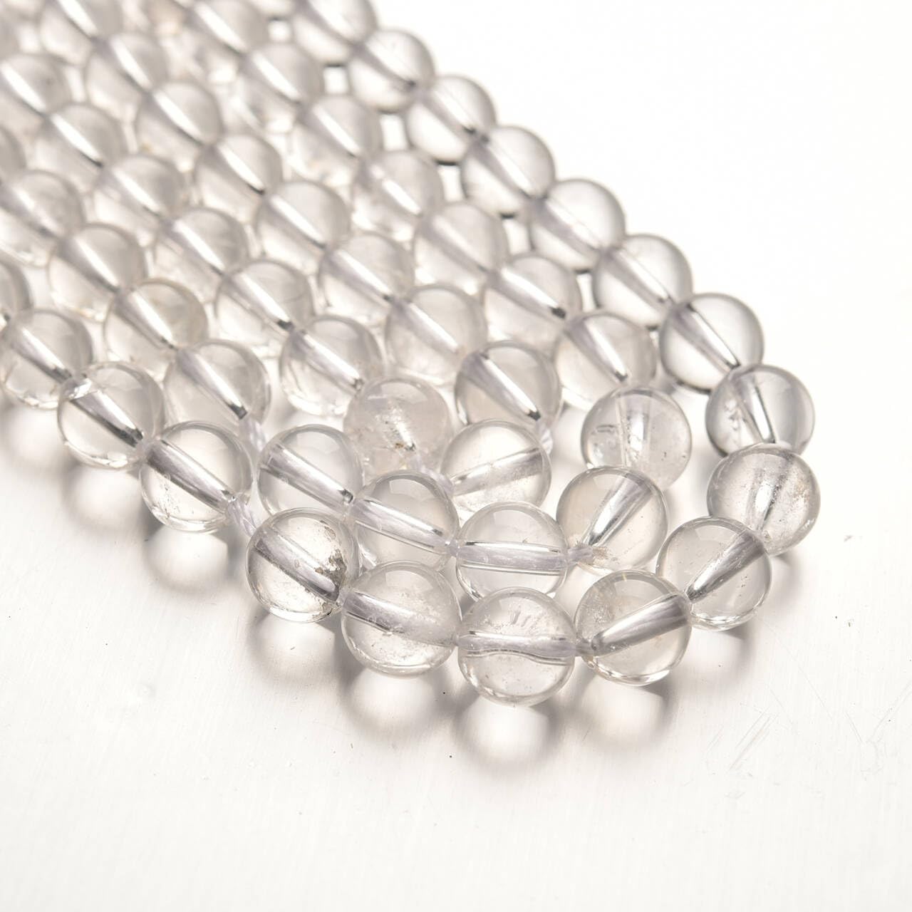 48PCS 8mm Clear Crystal Quartz Beads - Natural Round Gemstone Loose Beads for DIY Jewelry Making, 15