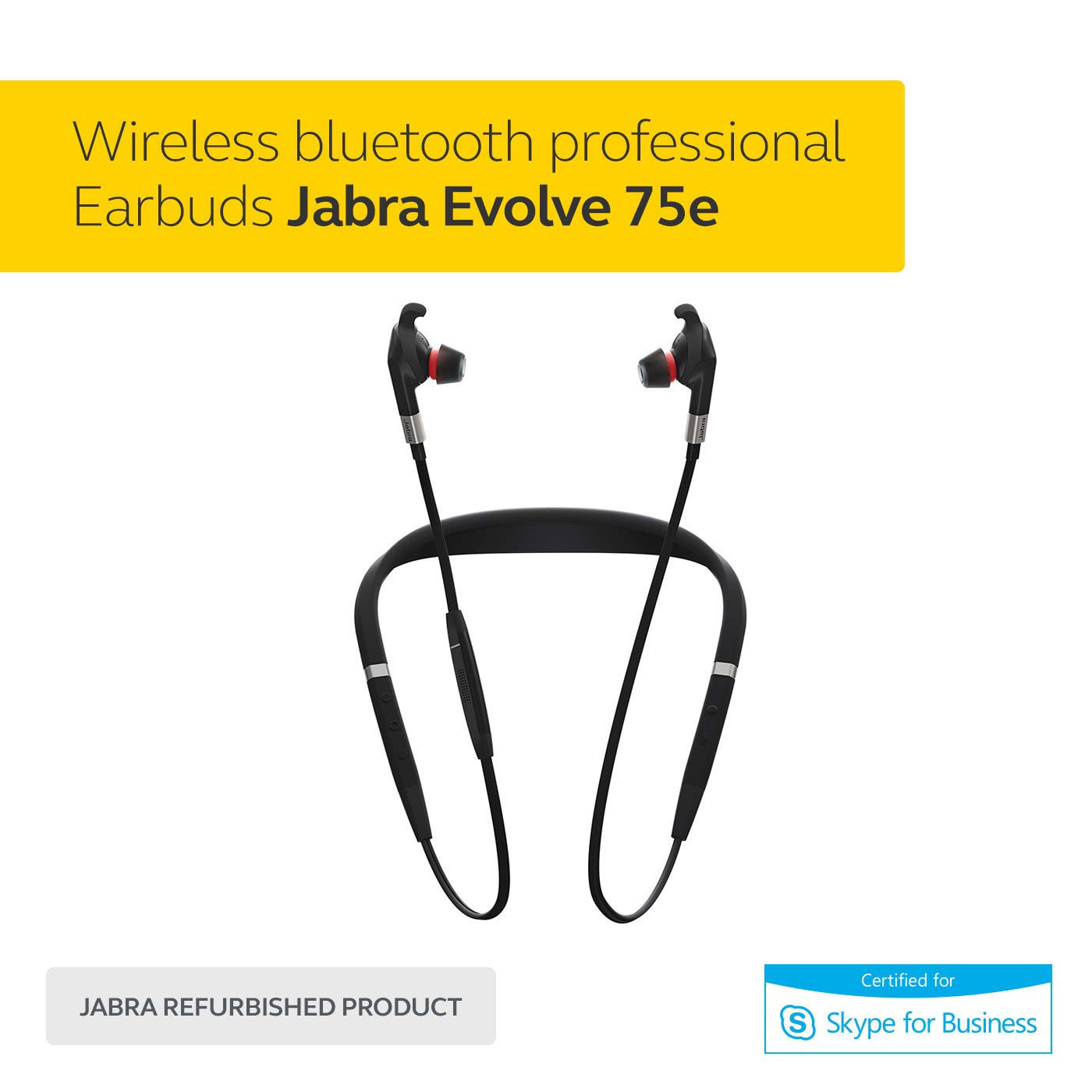 Jabra Evolve 75e MS Optimized Wireless Bluetooth Earbuds - Noise Cancelling In-Ear Headphones with Professional Sound Quality (Renewed) - Perfect for Remote Work, Online Meetings & Office Use