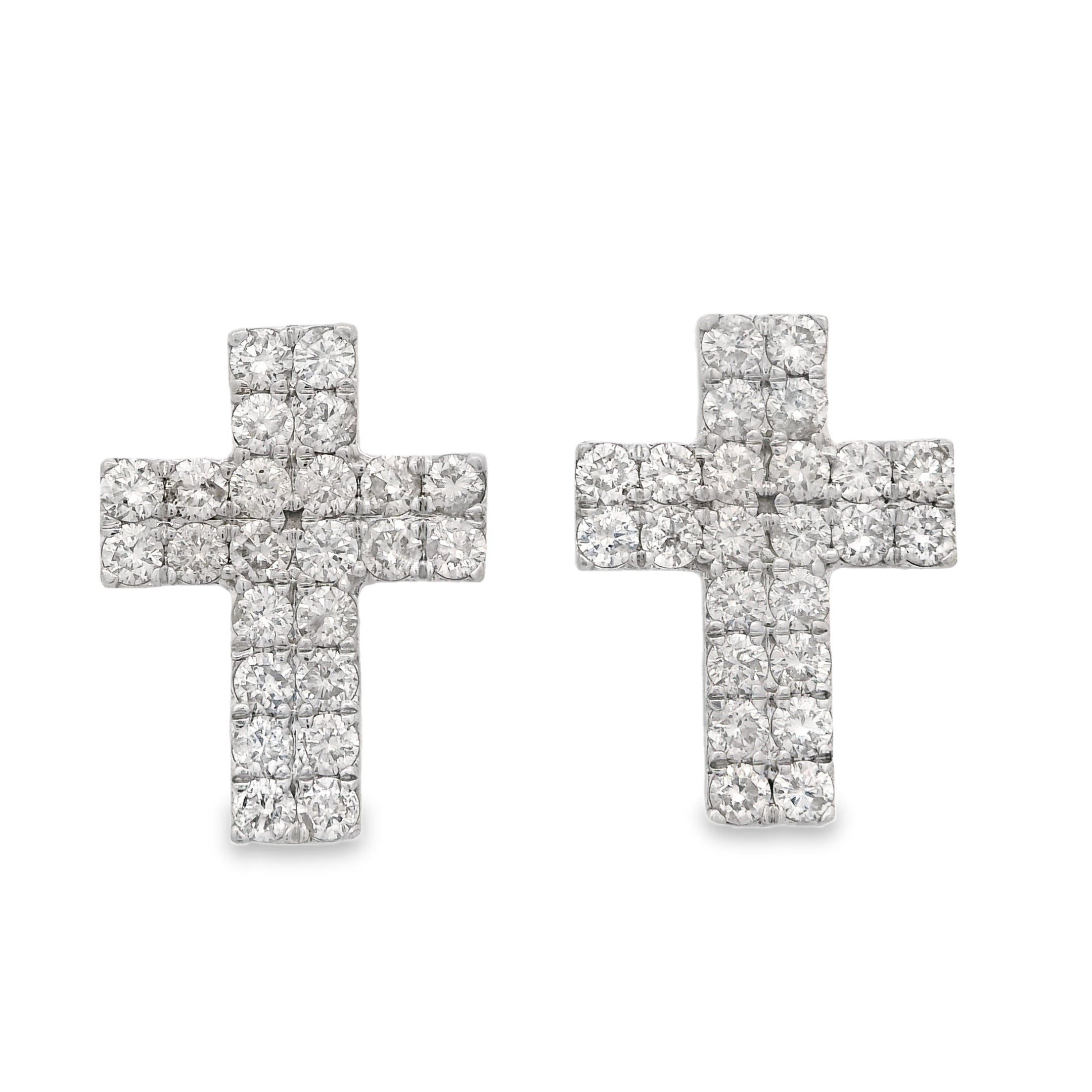 14K Gold 17MM Cross Diamond Stud Earrings for Women - Hypoallergenic Luxury Jewelry Gift for Christmas, Birthday & Anniversary