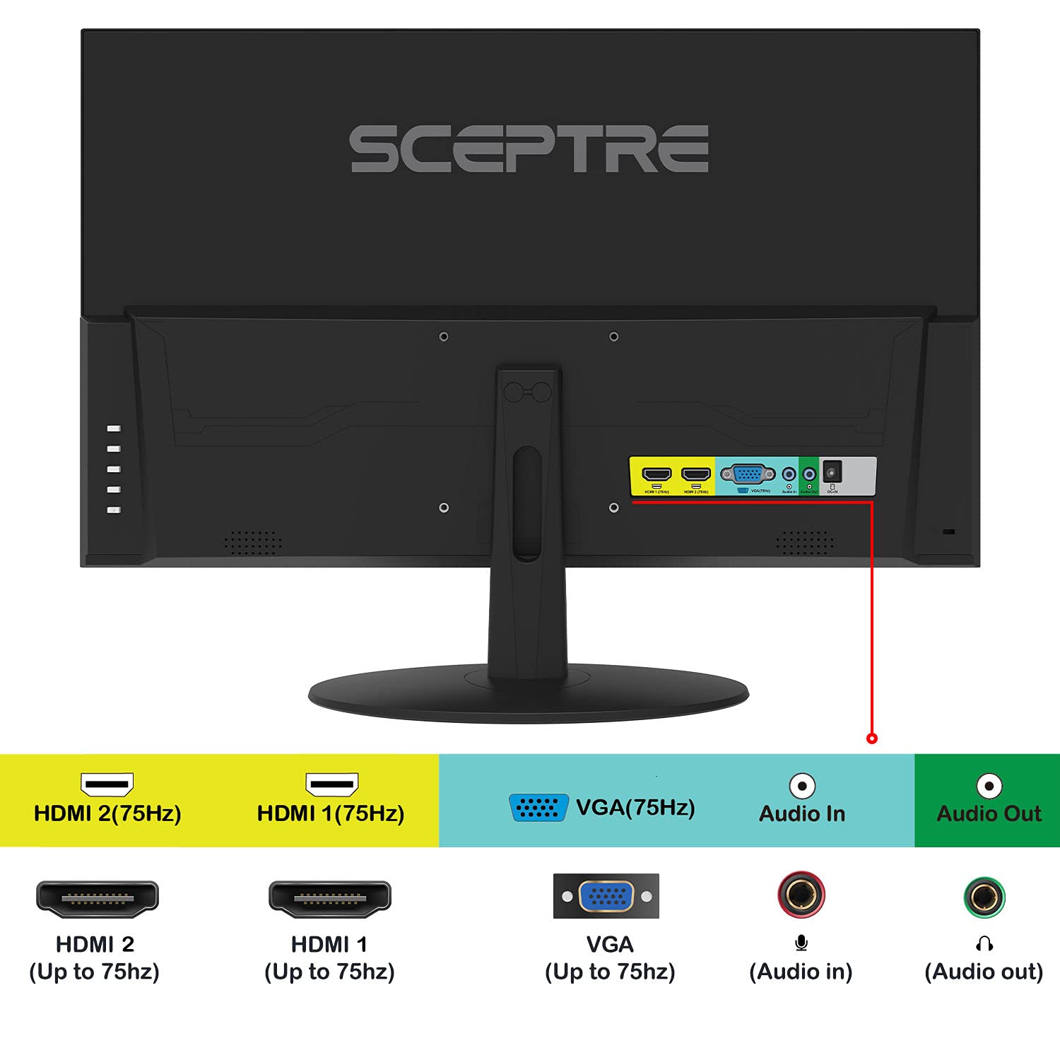 Sceptre 24-Inch IPS LED Monitor 1080p Full HD 75Hz - HDMI VGA Ports with Built-in Speakers, Black (E248W-FPT) - Perfect for Home Office, Gaming & Business Workstations