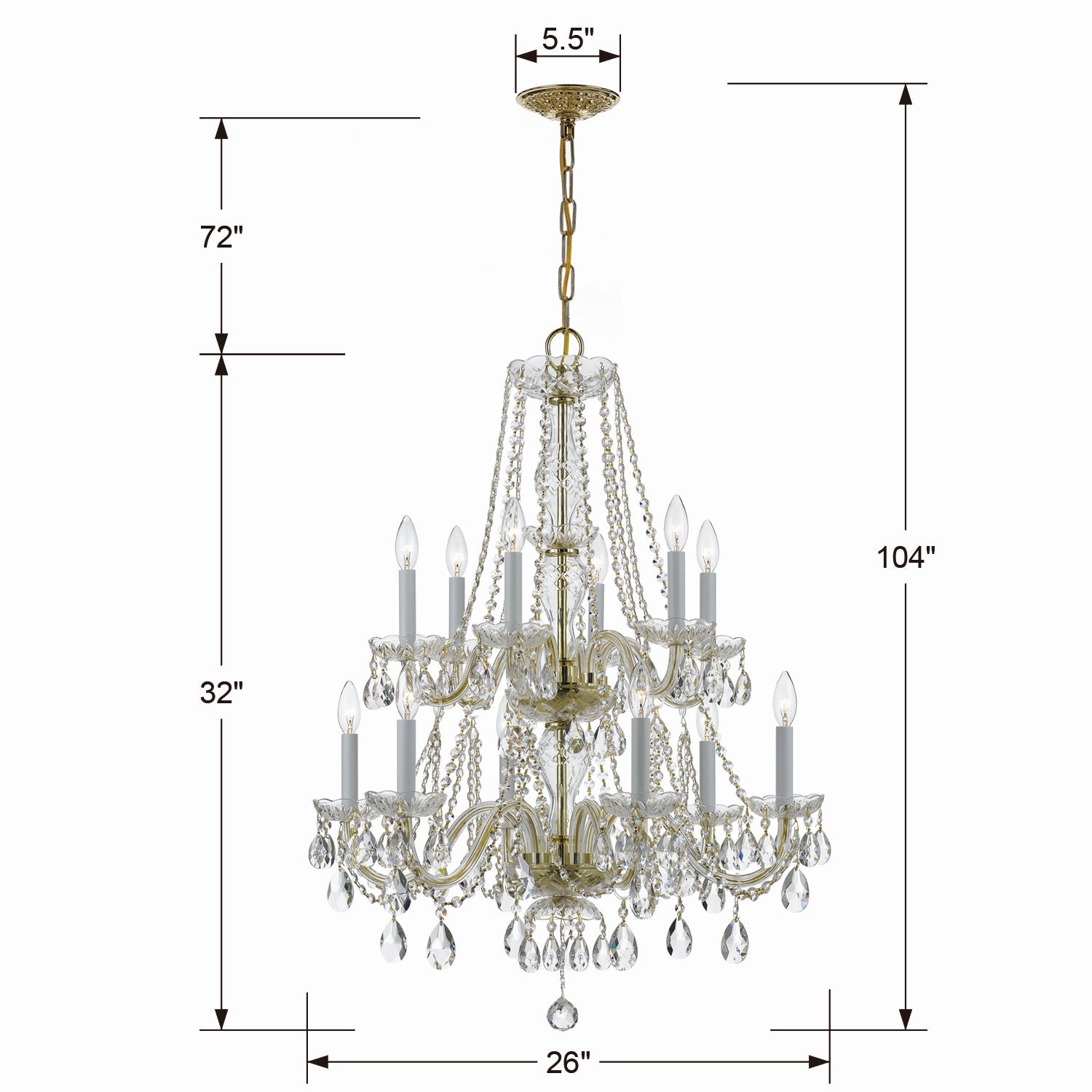 12-Light Crystal Chandelier for Dining Room - Elegant Modern Ceiling Light Fixture for Home Decor, Living Room, Bedroom, Entryway | Dimmable LED Lighting for Weddings & Special Events