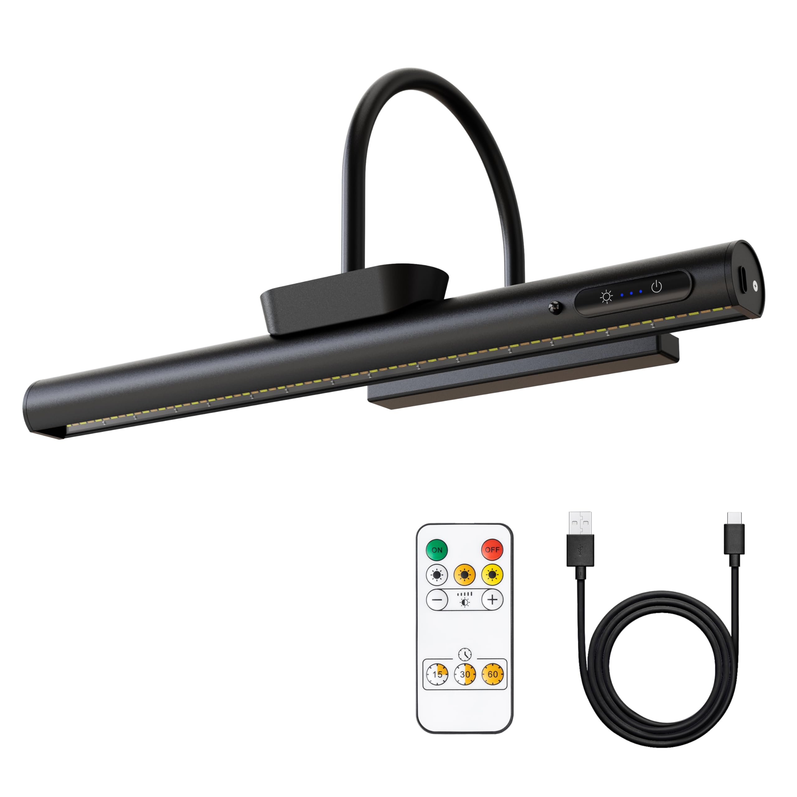 Wireless LED Picture Light with Remote Control - Battery Operated, Dimmable Art Frame Lighting with Timer - Perfect for Home Gallery, Museum Display & Artwork Illumination (Black, 13.8 Inch)