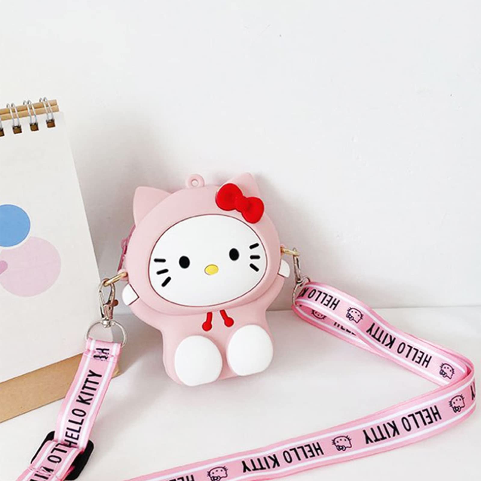 Cute Pink Cat Cartoon Silicone Kids Shoulder Bag for Girls - Travel Coin Purse, Cosmetic Storage Pouch | Perfect for School, Shopping & Birthday Gifts