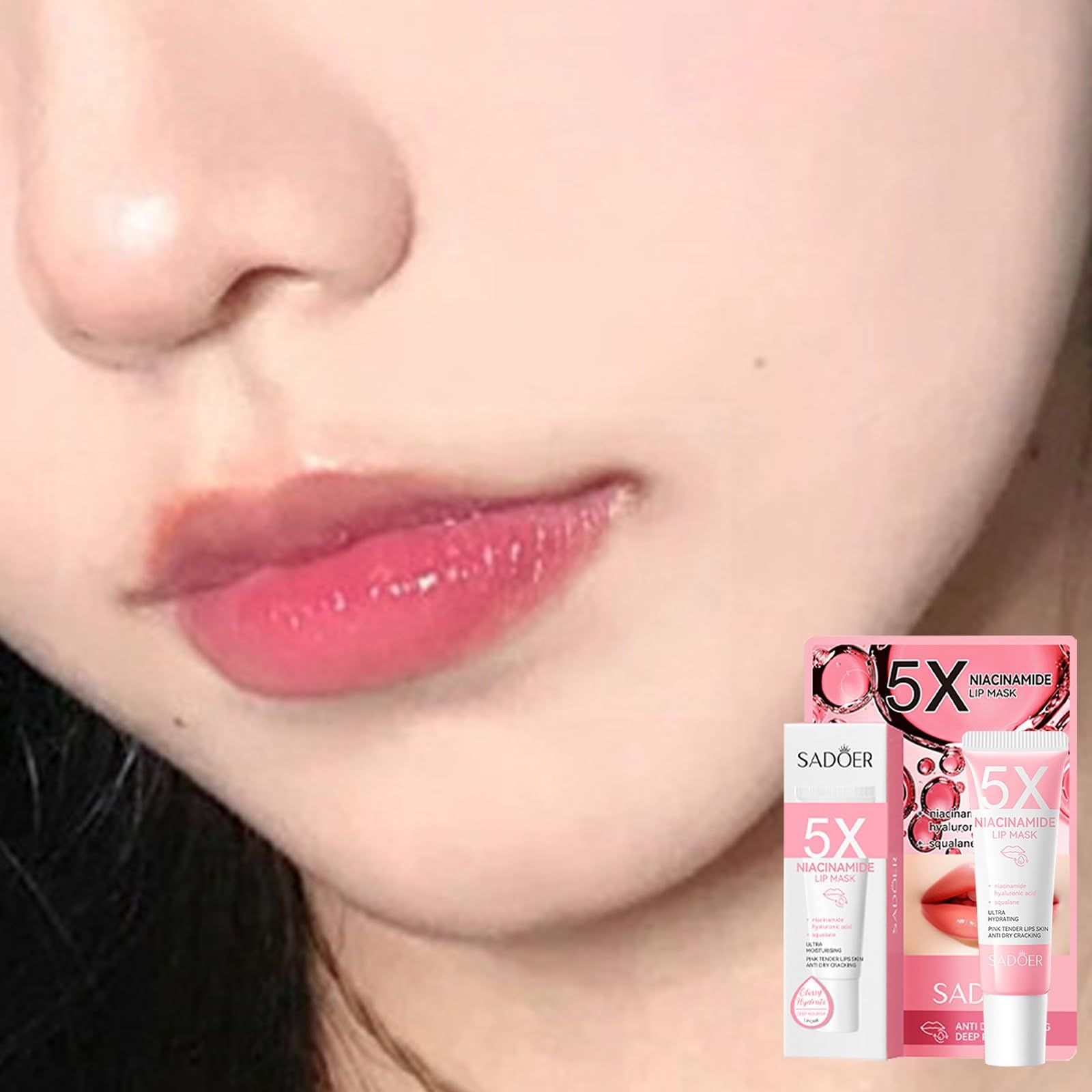 Tinted Lip Butter Balm - Hydrating & Soothing Lip Care with Nicotinamide for Instant Shine, Moisture & Plumping Effect (10ml) | Non-Greasy, Beige Lip Mask for Dry Lips - Perfect for Daily Use, Night Care & Makeup Looks