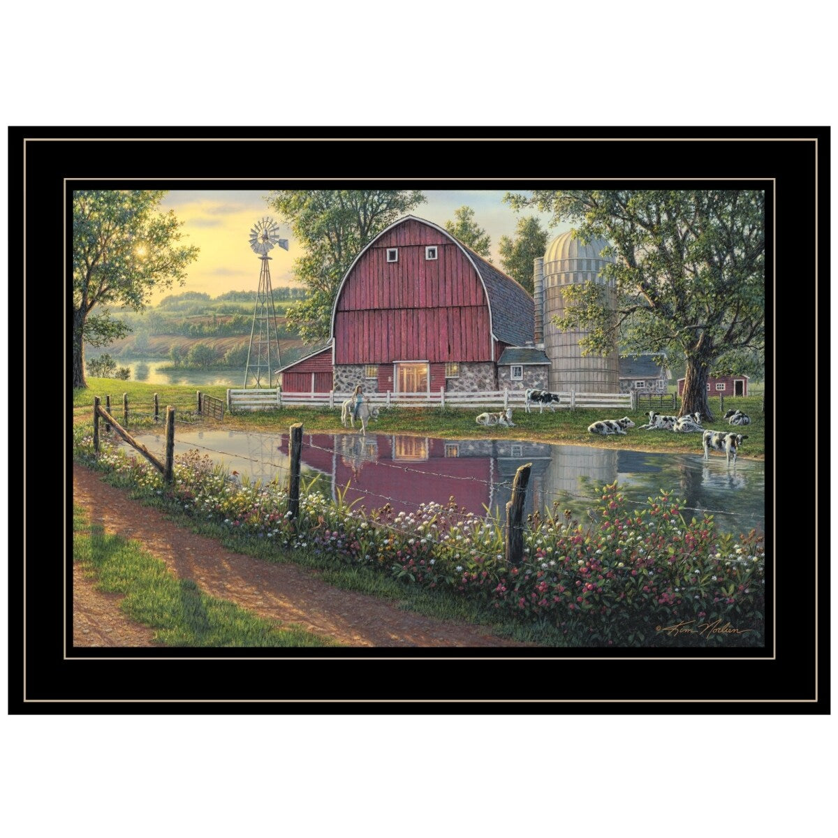 Barnyard Memories By Kim Norlien - Premium Ready to Hang Framed Art Print with Black Wood Frame - Perfect for Farmhouse Decor, Living Room Wall Art & Country Style Home