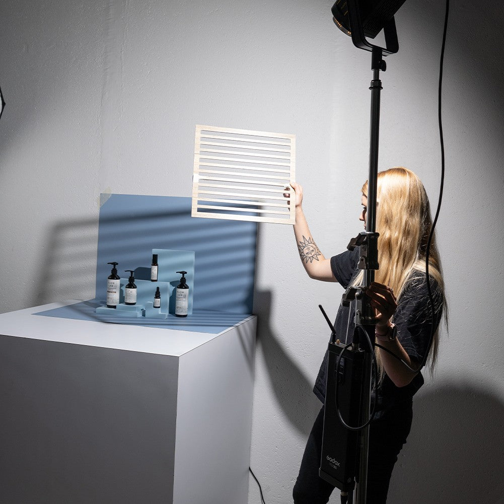 Shadow Creator Faux Venetian Blind Photography Styling Prop - 40cm x 40cm Window Light Effect Backdrop for Product & Portrait Photography