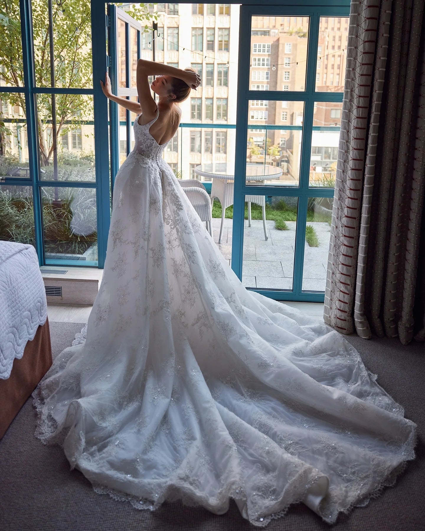 Luxury Lace Wedding Dress with Pearls - Elegant Bridal Gown for Civil Ceremony | Handmade Couture Wedding Dress for Bride | Perfect for Church Weddings, Beach Nuptials & Formal Receptions