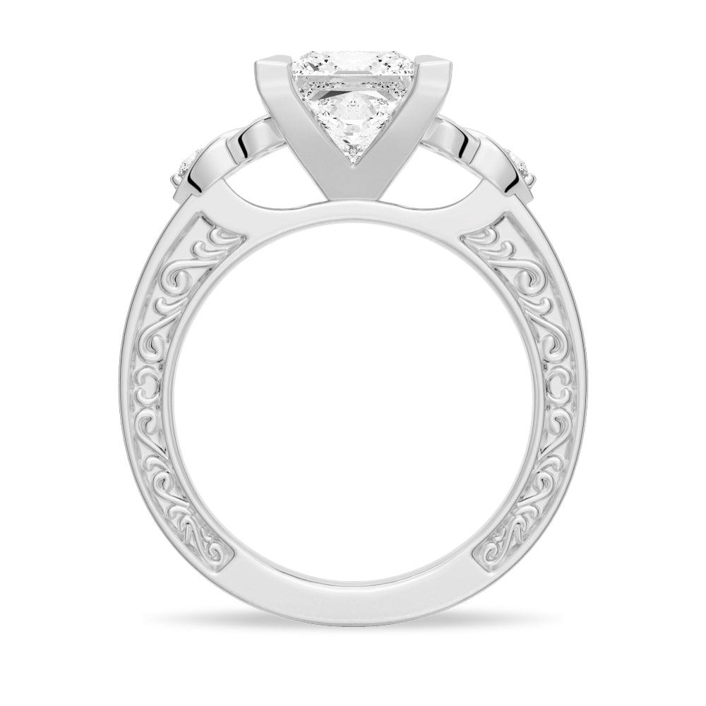 Vintage Celtic Knots Design Princess Cut Moissanite Engagement Ring - Elegant Wedding Jewelry for Her, Perfect Proposal Gift & Anniversary Present