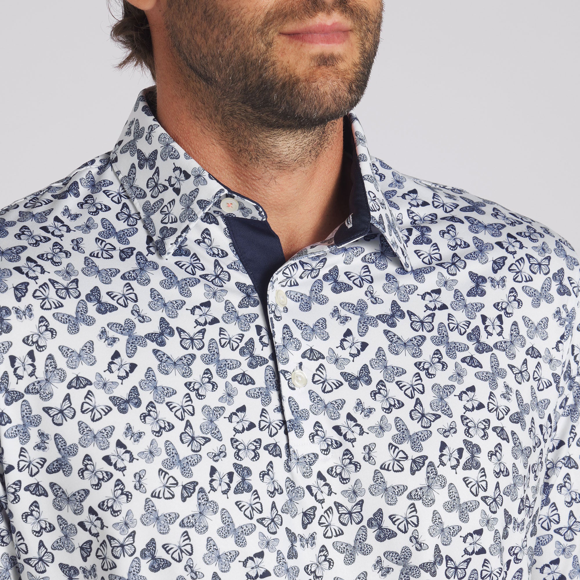 CLOUDSPUN Butterflies Golf Polo Shirt for Men - Breathable & Moisture-Wicking Performance Top for Golfing, Casual Wear & Outdoor Activities