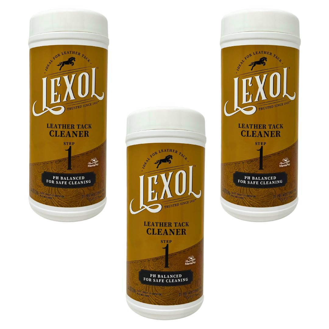Lexol Leather Cleaner & Conditioner Quick Wipes - 75 Pre-Moistened Towels (3 Packs of 25) for Car Seats, Furniture & Bags | Gentle Cleaning & Protection