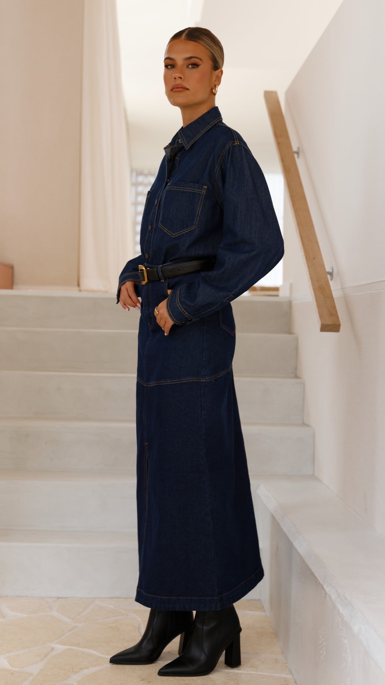 Kaili Maxi Skirt for Women - Indigo Denim Long Skirt with Side Slits | Perfect for Casual Wear, Beach Outfits, and Summer Fashion