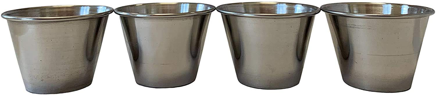 4-Pack Stainless Steel 2.5 oz Sauce Cups - Mini Ramekins for Condiments, Dipping Sauces, Dressings & Snacks - Perfect for Restaurants, Parties, BBQ, and Home Kitchen Use