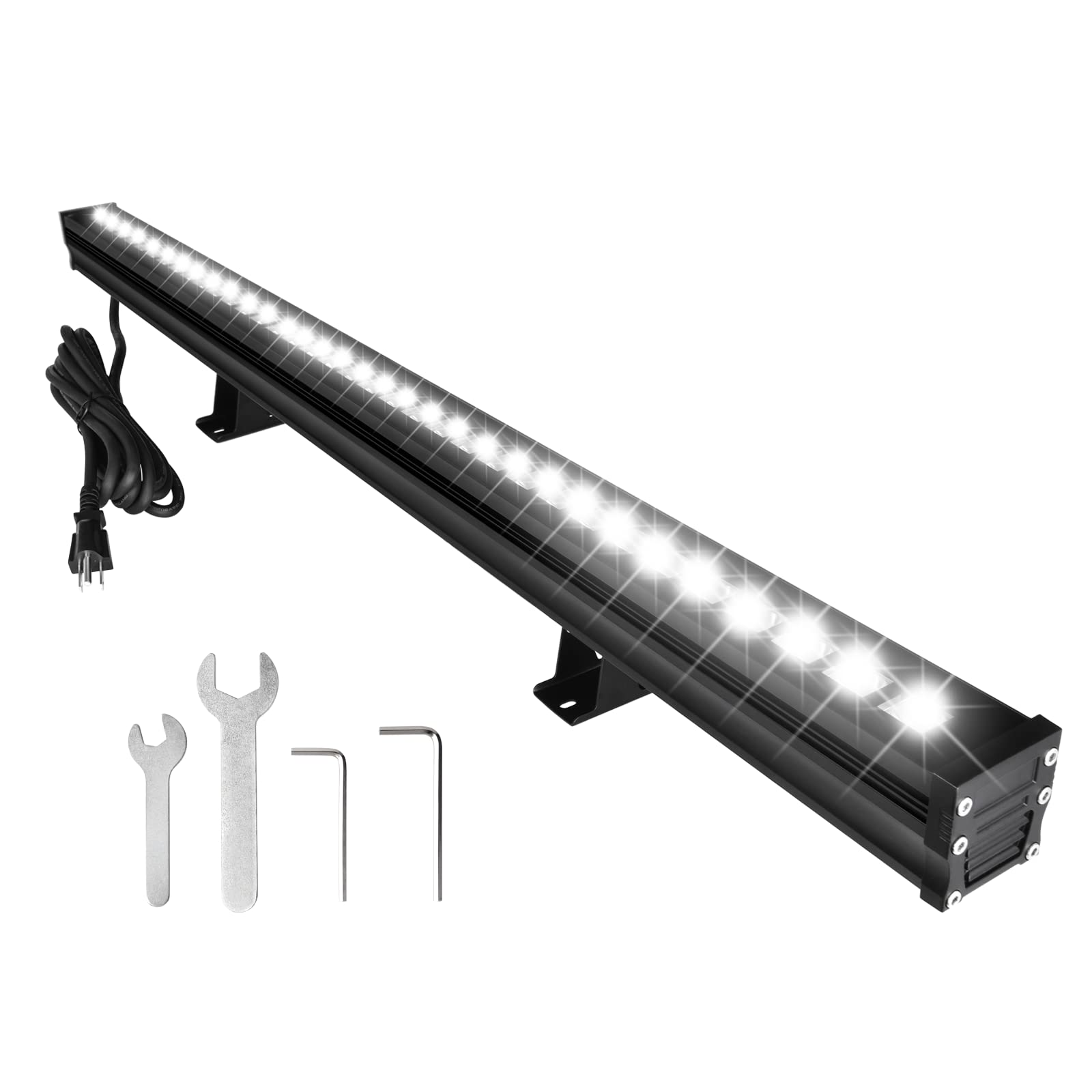 Upgraded 48W LED Wall Washer Light Bar - 5000K Daylight White, 10x60° Beam Angle, 120V IP65 Waterproof - Indoor/Outdoor Lighting for Rooms, Patios, Stages & Wall Washing (Perfect for Home Decor, Landscape Lighting & Architectural Accents)