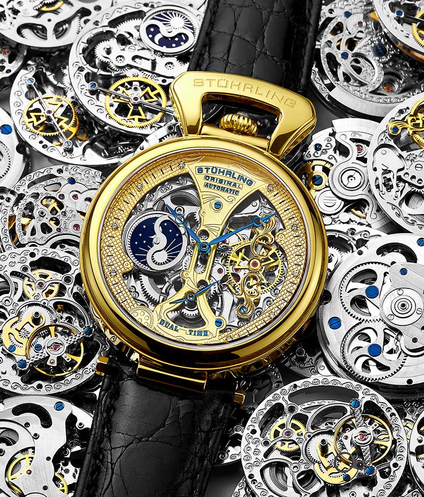Emperor’s Grand DT 3920 Automatic 46mm Skeleton Watch for Men - Luxury Mechanical Timepiece with Open Heart Design - Perfect for Business, Formal Events & Gift Giving