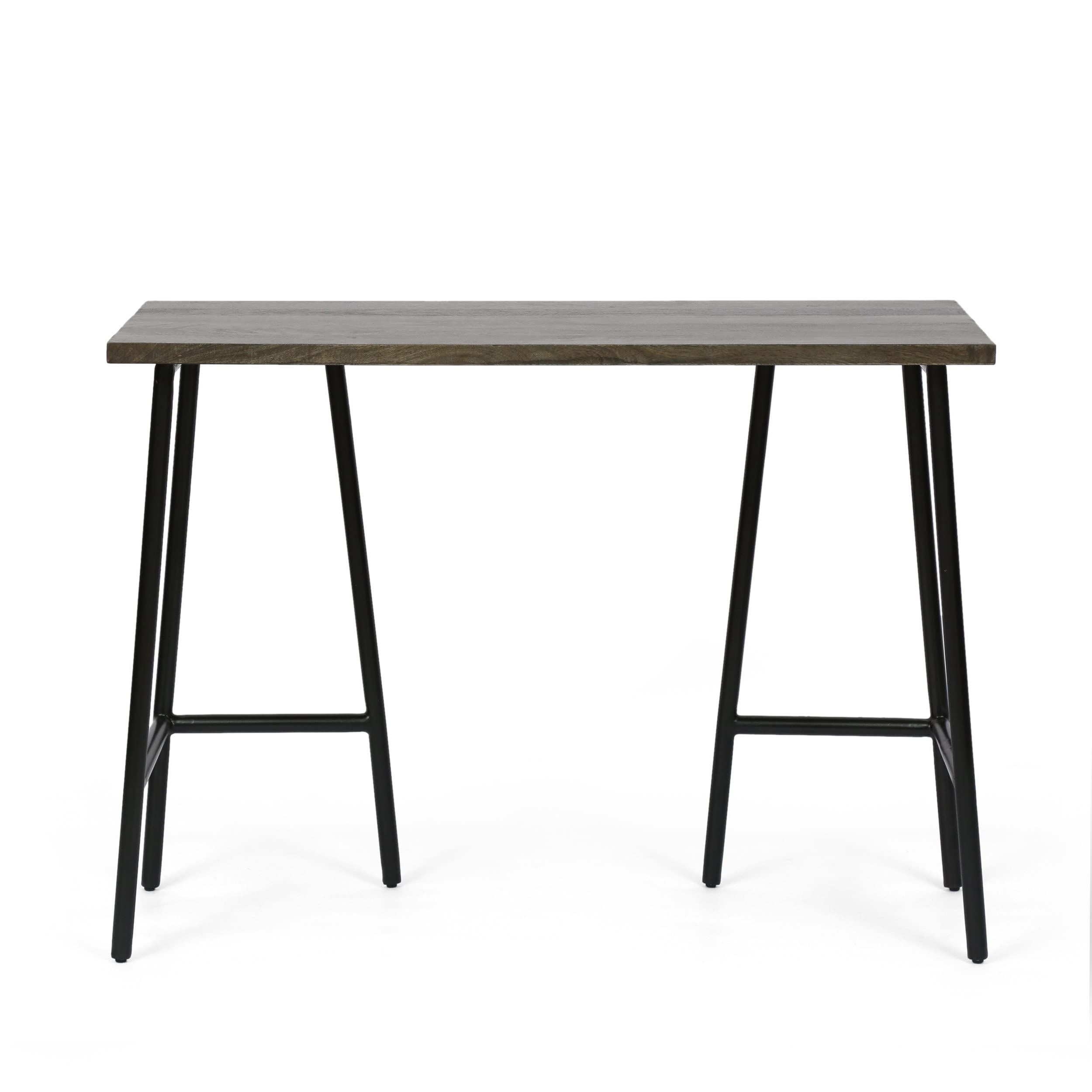 Christopher Knight Home Darke Desk - Black & Brown Wash Modern Writing Desk with Drawers for Home Office, Study Room, or Workspace