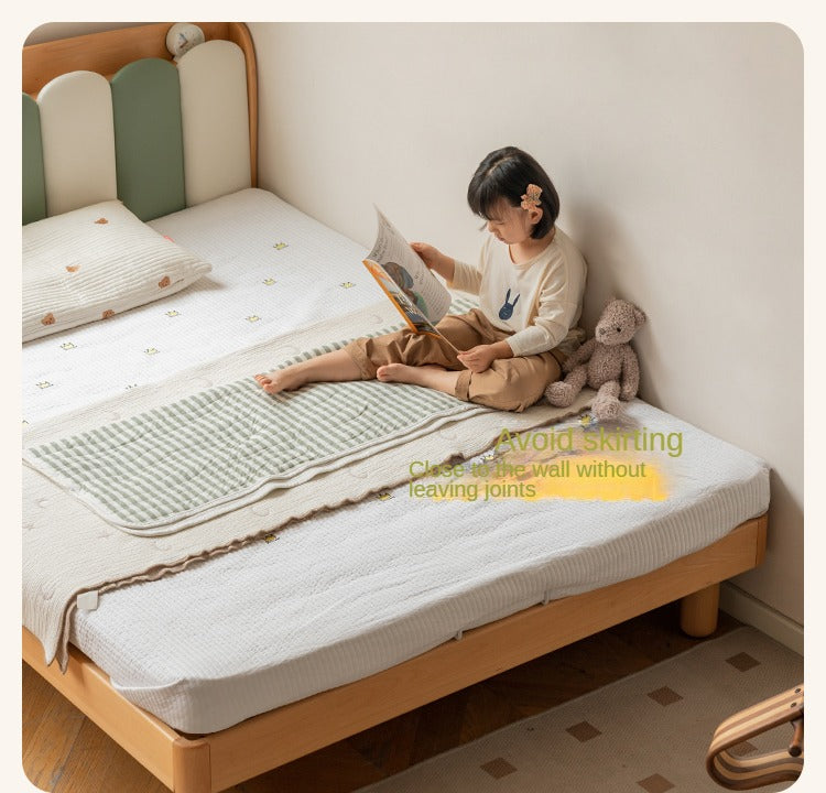 Solid Beech Wood Soft Single Kids Bed - Durable & Safe Children's Bedroom Furniture for Toddlers & Teens - Perfect for Bedrooms, Daycare, and Guest Rooms