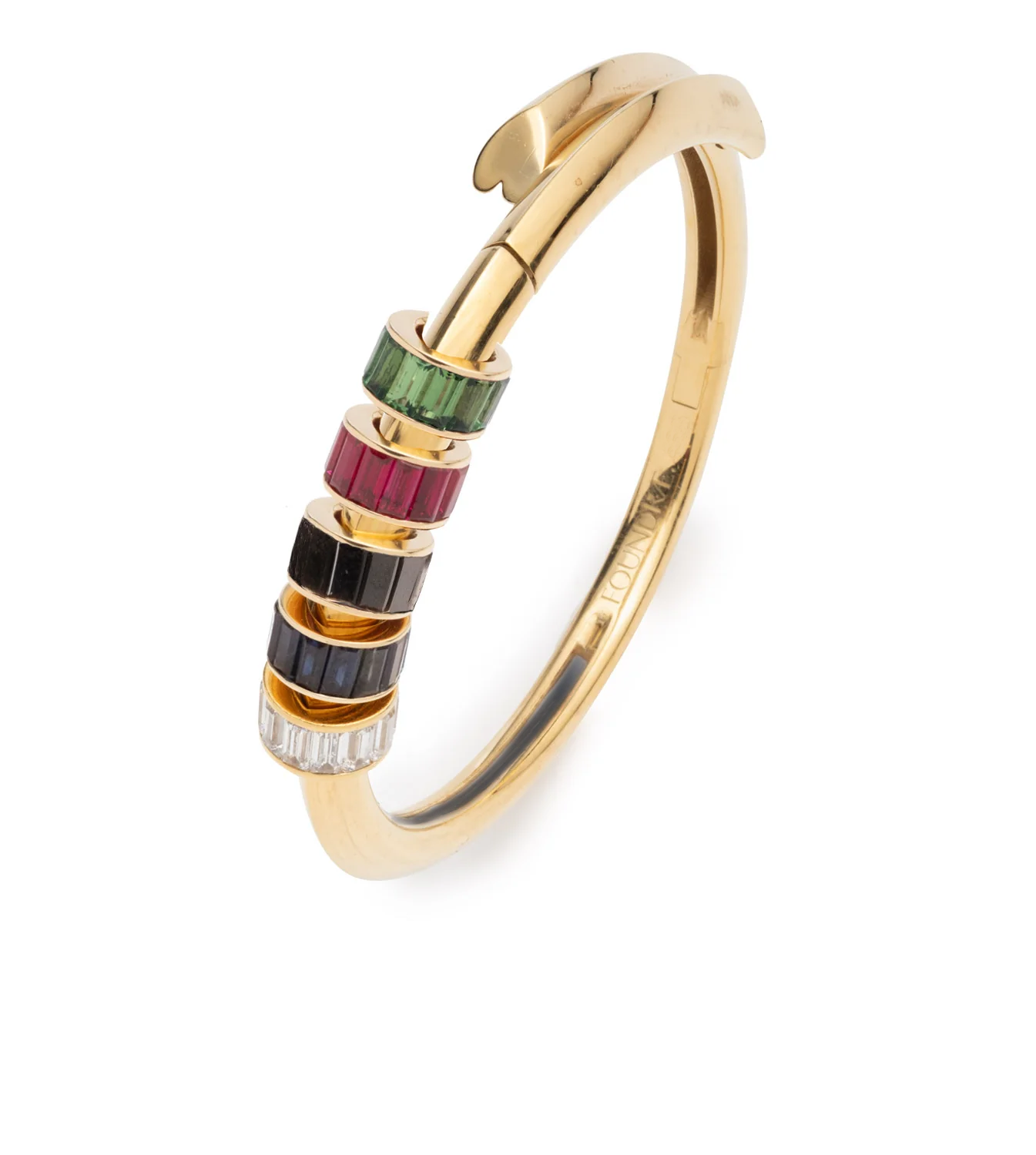 Multi Baguette Gemstone Heartbeat Strong Heart Bangle Bracelet - Elegant Jewelry for Women, Perfect Gift for Valentine's Day, Anniversary & Special Occasions