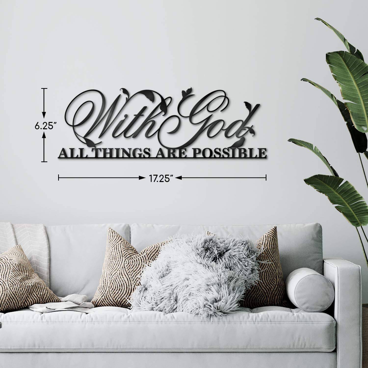 Vivegate 'With God All Things Are Possible' Metal Wall Art - 18x12 Inch Religious Scripture Sign, Christian Bible Verse Decor, Inspirational Home & Office Wall Hanging (Perfect for Living Room, Bedroom, Church Gift)