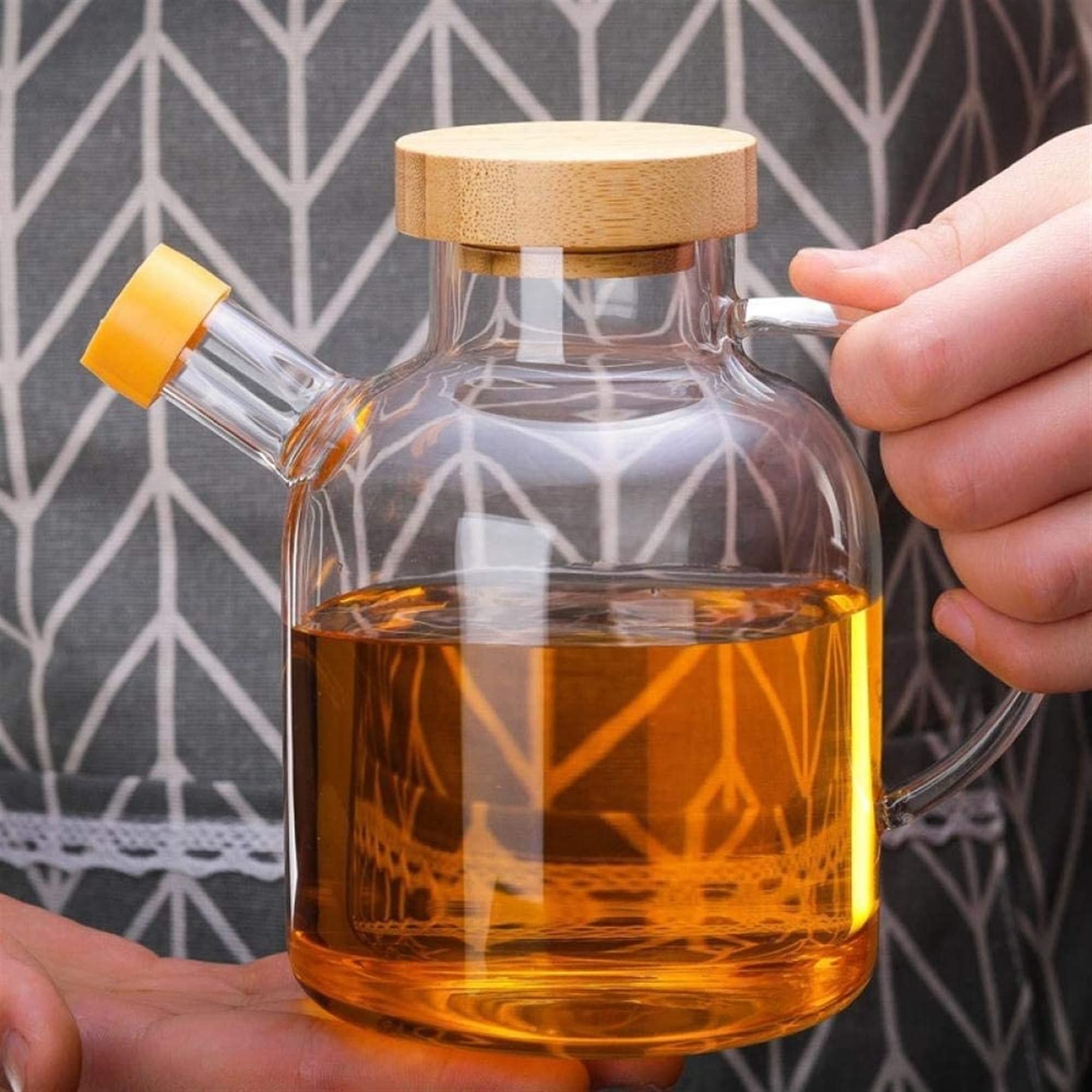 **650ml Glass Olive Oil Dispenser Bottle with Anti-Leak Spout - Perfect for Kitchen, Salad Dressing & Cooking - Oil, Vinegar, Soy Sauce Sprayer with Horn Mouth & Stoppers**