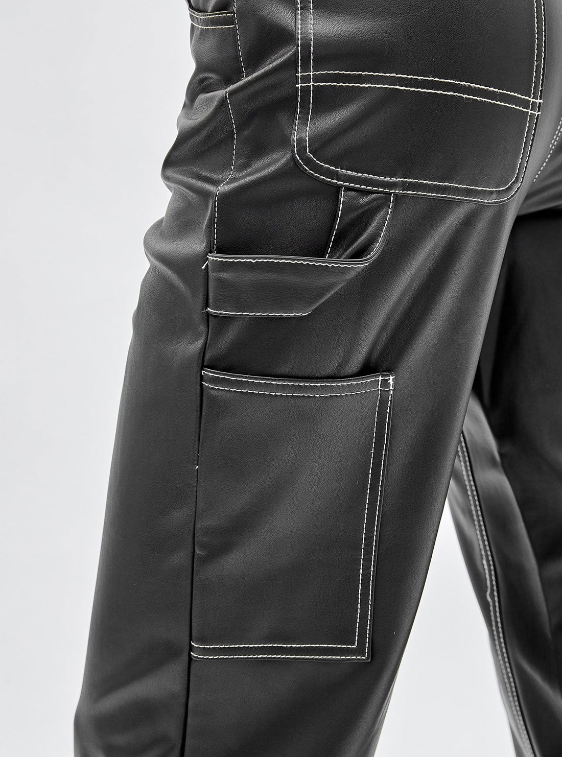Guess Originals Black Faux Leather Carpenter Pants - Stylish Workwear for Men & Women | Perfect for Casual Outfits, Work Pants & Streetwear Fashion