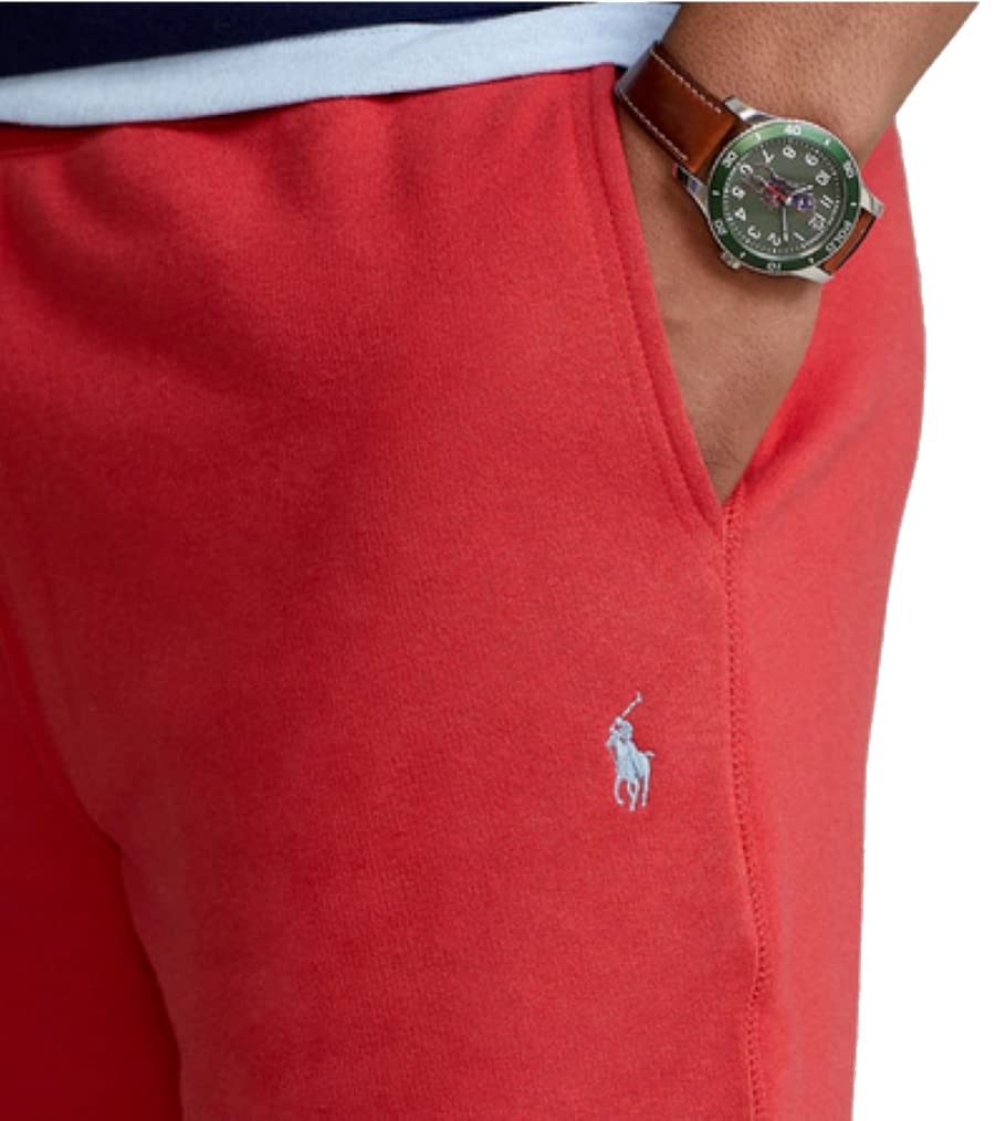 POLO RALPH LAUREN Men's Fleece Drawstring Athletic Shorts - Comfortable Casual & Workout Shorts for Gym, Running, Lounge (Large, Red)