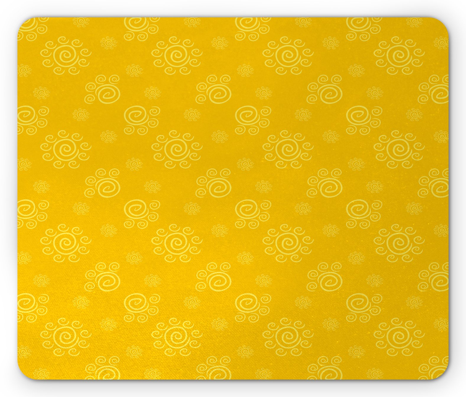 Ambesonne Non-Slip Rubber Mouse Pad - Yellow Sun Solar Hand Drawn Design with Spiral Spots, Standard Size Rectangle Mousepad for Computer, Laptop, Office & Gaming Desk Accessories - Perfect for Summer Inspired Workspaces