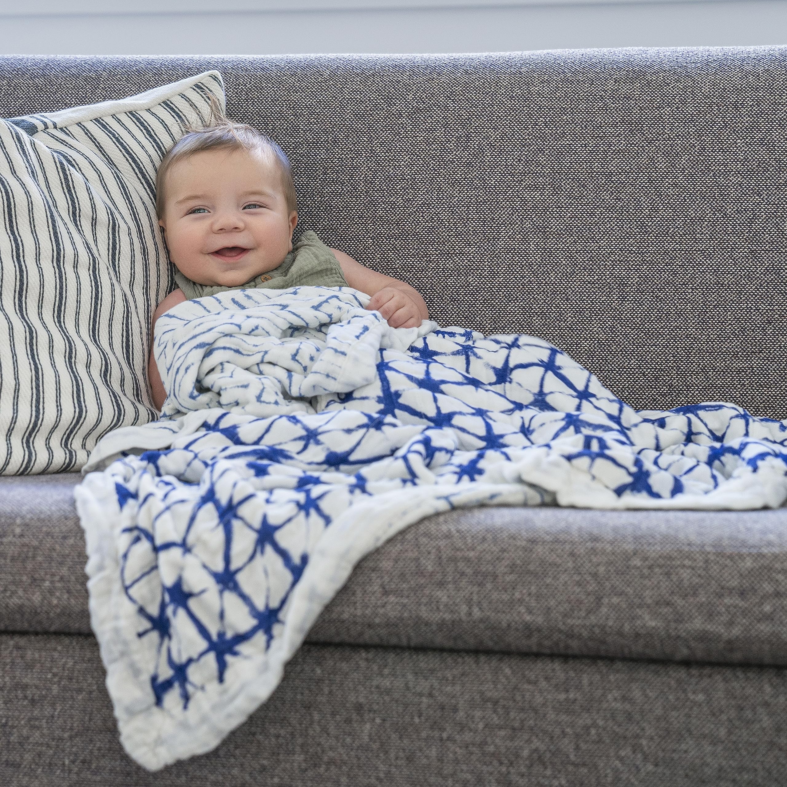 aden + anais Silky Soft Dream Blanket - Premium Baby Swaddle Blanket for Newborns & Toddlers - Breathable & Lightweight - Indigo Blue - Perfect for Nursery, Stroller & Travel