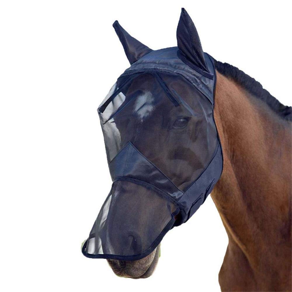 Premium Soft Mesh Horse Fly Mask with Ears - 95% UV Protection, Comfort Grip for Dust, Insects & Debris - Ideal for Riding, Training & Pasture Protection