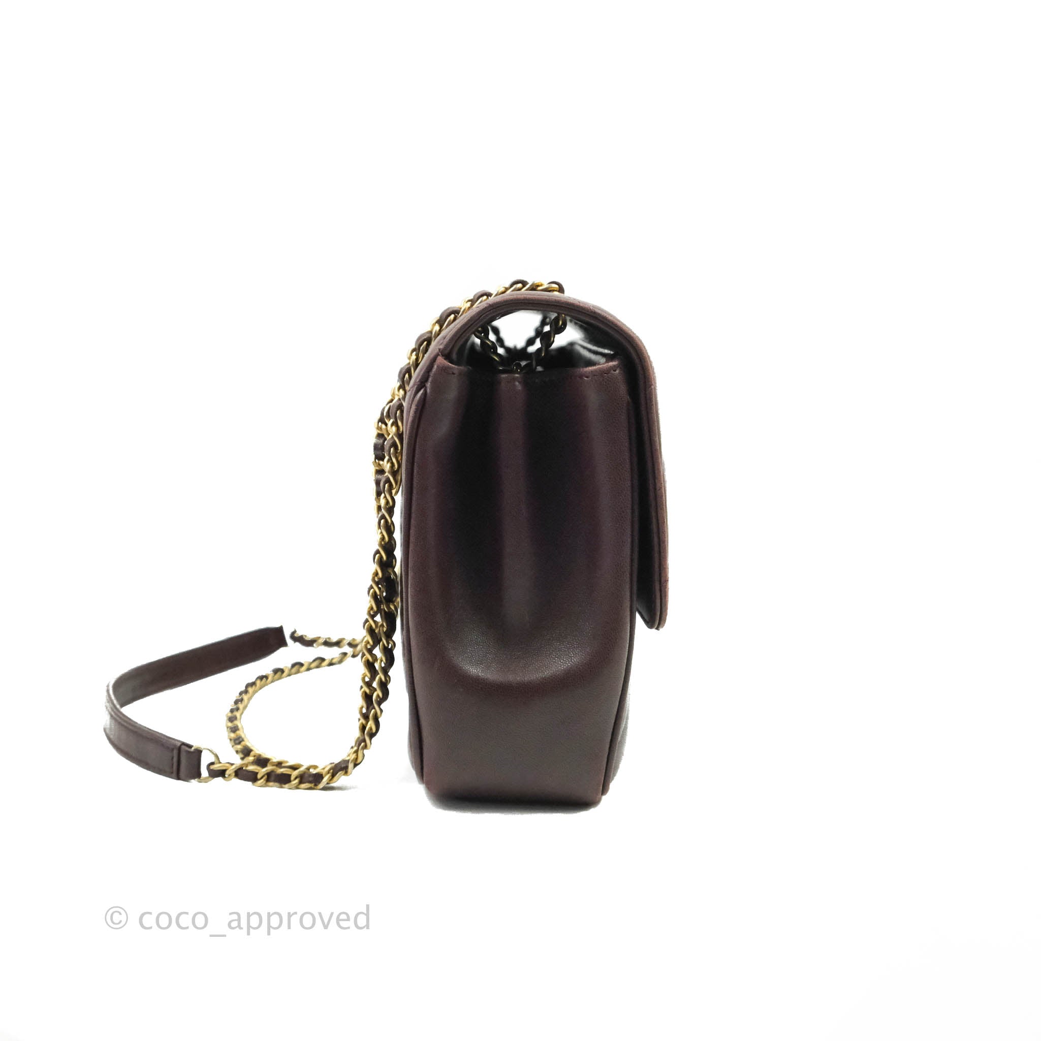 Chanel CC Signature Flap Bag in Diagonal Burgundy Calfskin with Aged Gold Hardware - Luxury Crossbody Purse for Women, Perfect for Date Night & Special Occasions