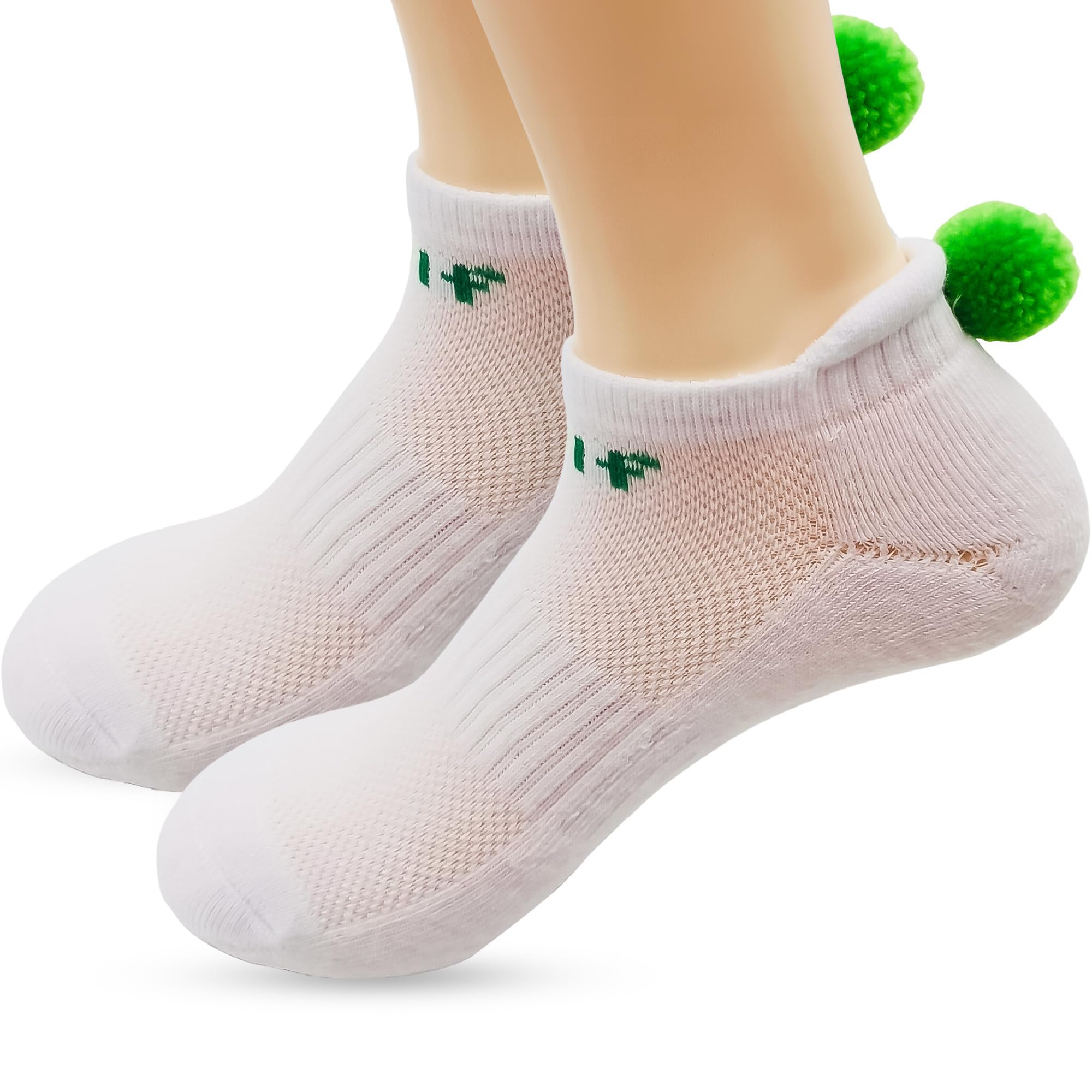 Women's Golf Socks with Pom Pom Balls - Breathable Athletic Ankle Socks for Golfers - Perfect for Golfing, Running & Casual Wear