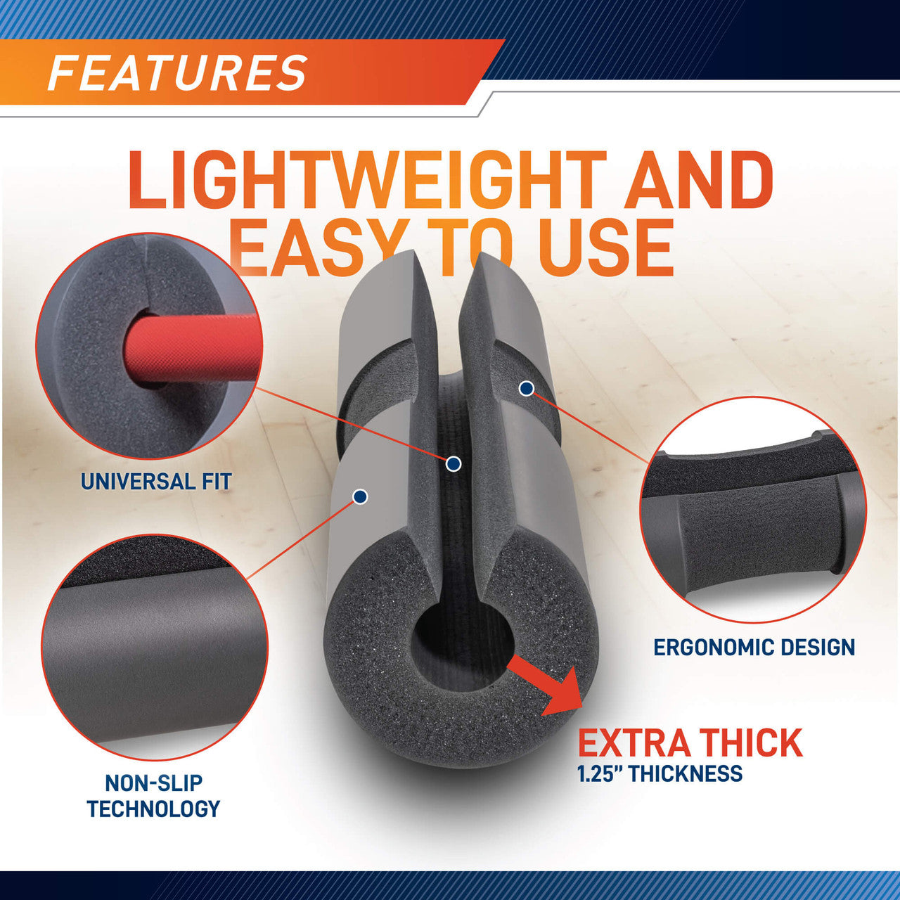 Marcy Barbell Pad for Weightlifting - Comfortable Squat & Bench Press Cushion - Fits MT 4/5/6/7 Barbells - Perfect for Home Gym & Cross Training