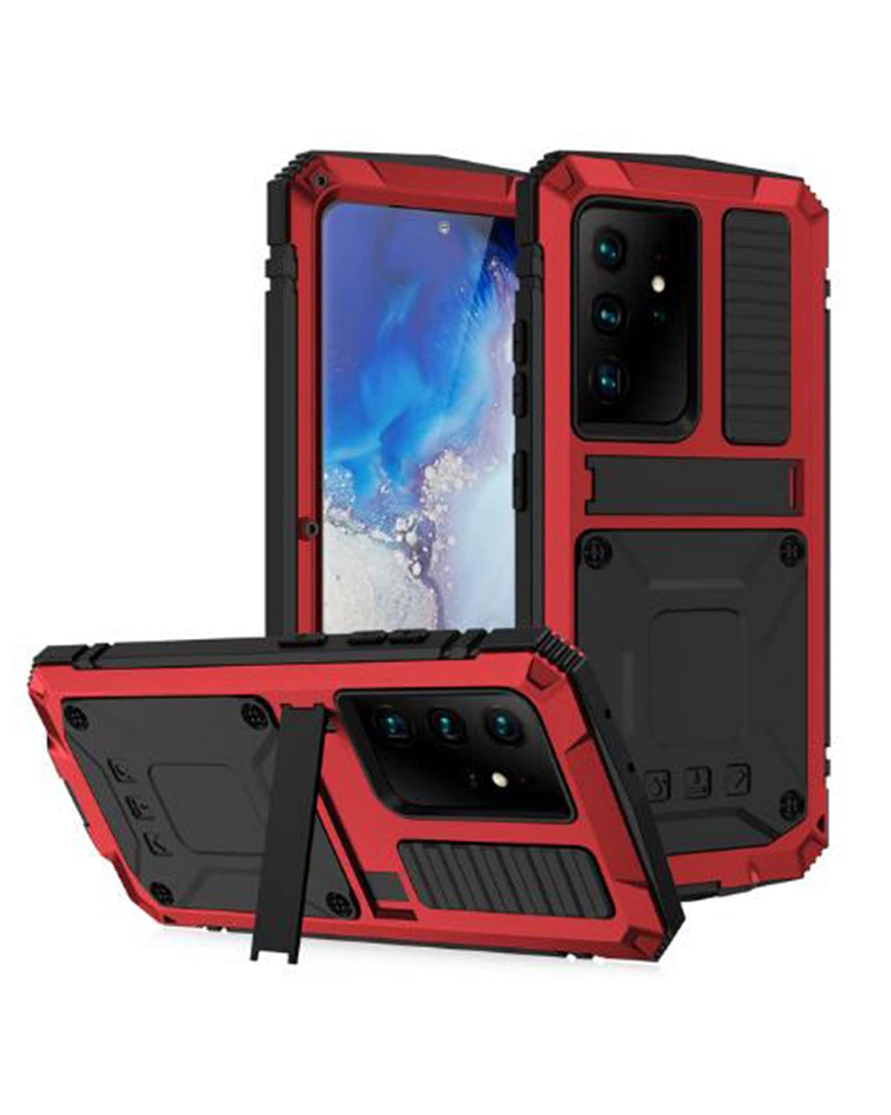 Shockproof Waterproof Dustproof Phone Case for Samsung Galaxy S21 Ultra - Heavy Duty Protection Cover (Red) | Perfect for Outdoor Activities, Sports & Extreme Conditions