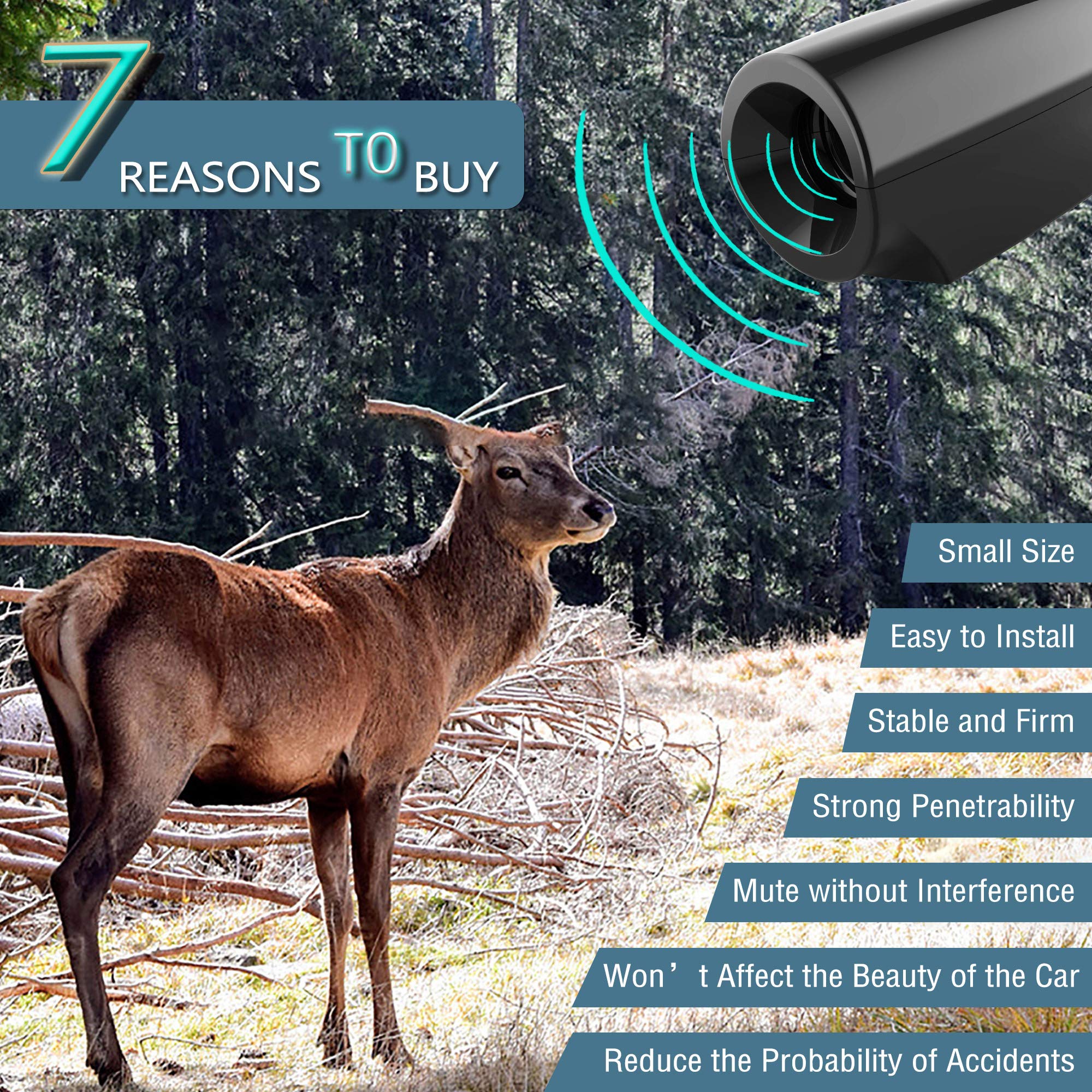 Elook Deer Warning Whistle for Cars - 2 Pack Mini Deer Alert Device with Upgraded Acrylic Double-Sided Tape (Patent Registered) - Prevent Deer Collisions on Highways & Rural Roads