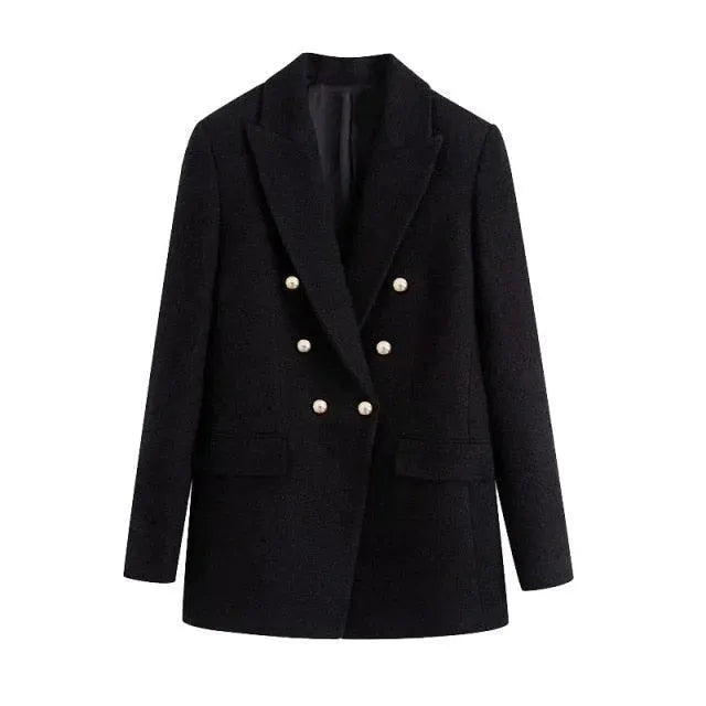 Women's Black Blazer - Formal Business Jacket, Plain Solid Color for Office Wear & Professional Outfits
