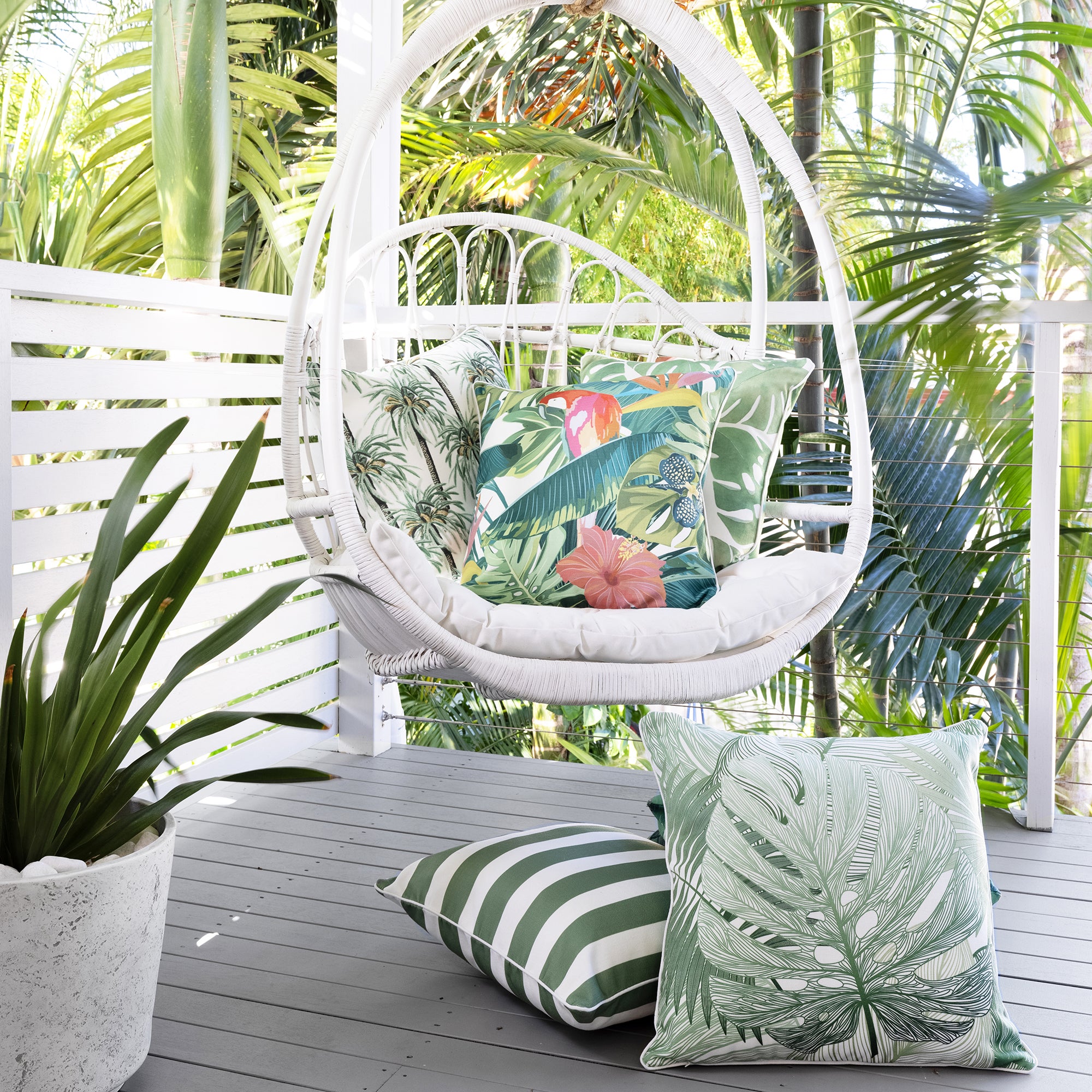 Zaab Cocoon Miami Green Square Filled Cushion 50x50cm - Stylish Home Decor for Sofa, Bed & Outdoor Seating