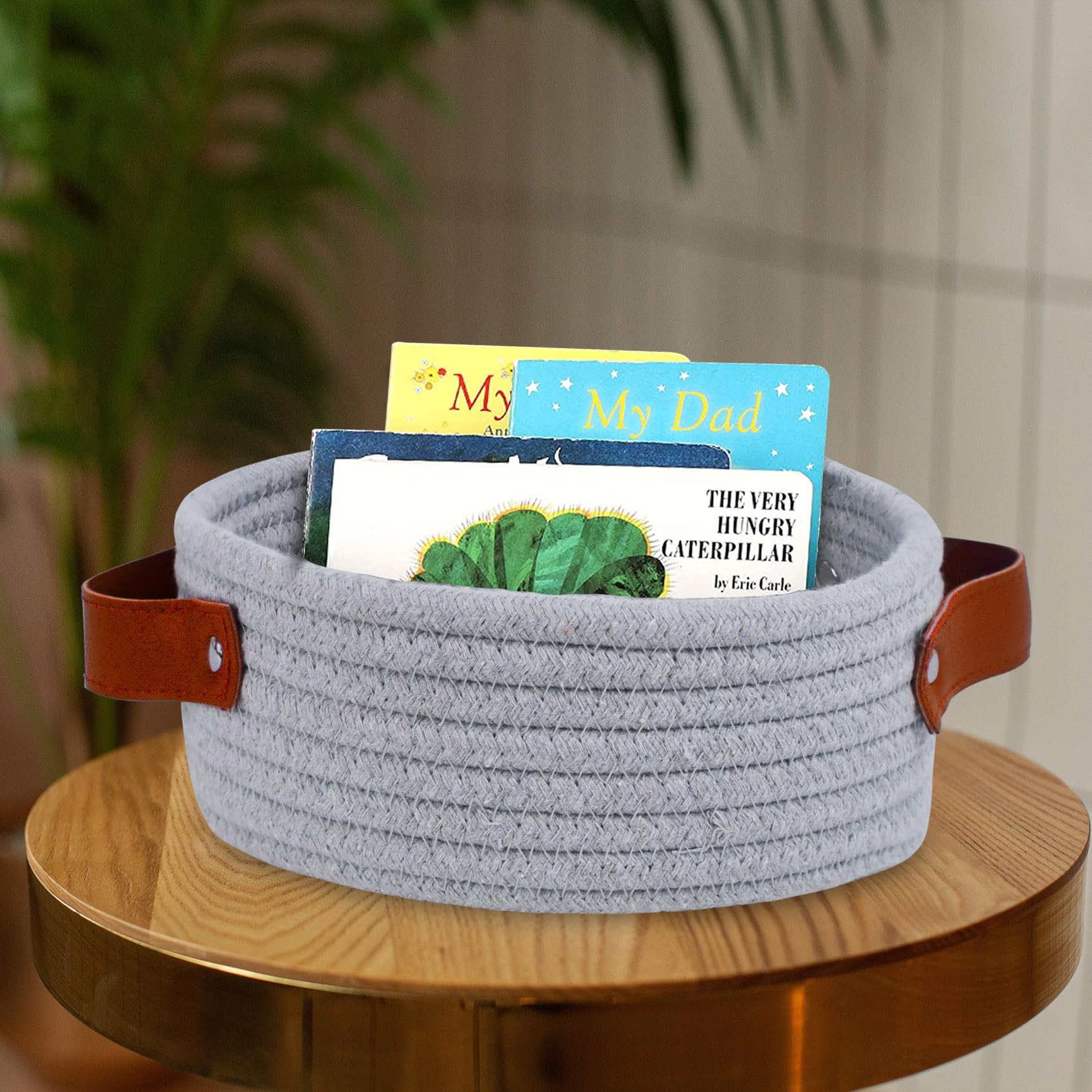 ABenkle Small Storage Basket - Mini Cotton Rope Woven Shelf Basket for Nursery, Spa, Home Decor | Boho Decorative Organizer for Toys, Gifts, Dog & Cat Supplies | Perfect for Bathroom, Bedroom, Office Organization (XS, Grey)