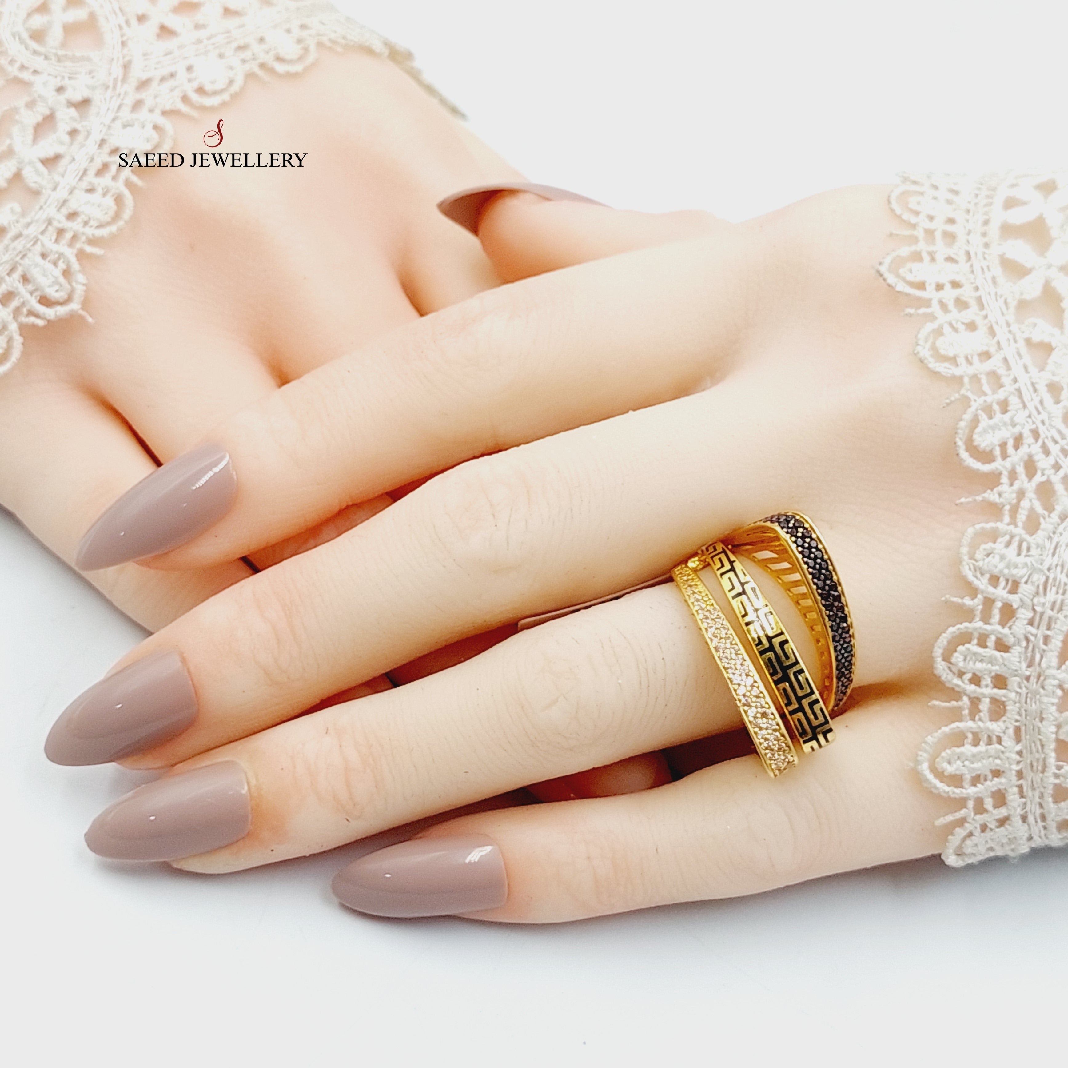 Enameled & Zircon Studded Pyramid Ring for Women - Gothic Punk Jewelry, Unique Statement Piece for Parties, Concerts & Everyday Wear