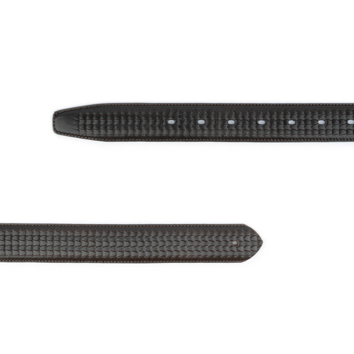 Dark Brown Embossed Leather Replacement Belt Strap for Ferragamo Men's Buckle - Adjustable Premade Holes - Perfect for Office, Business & Formal Occasions