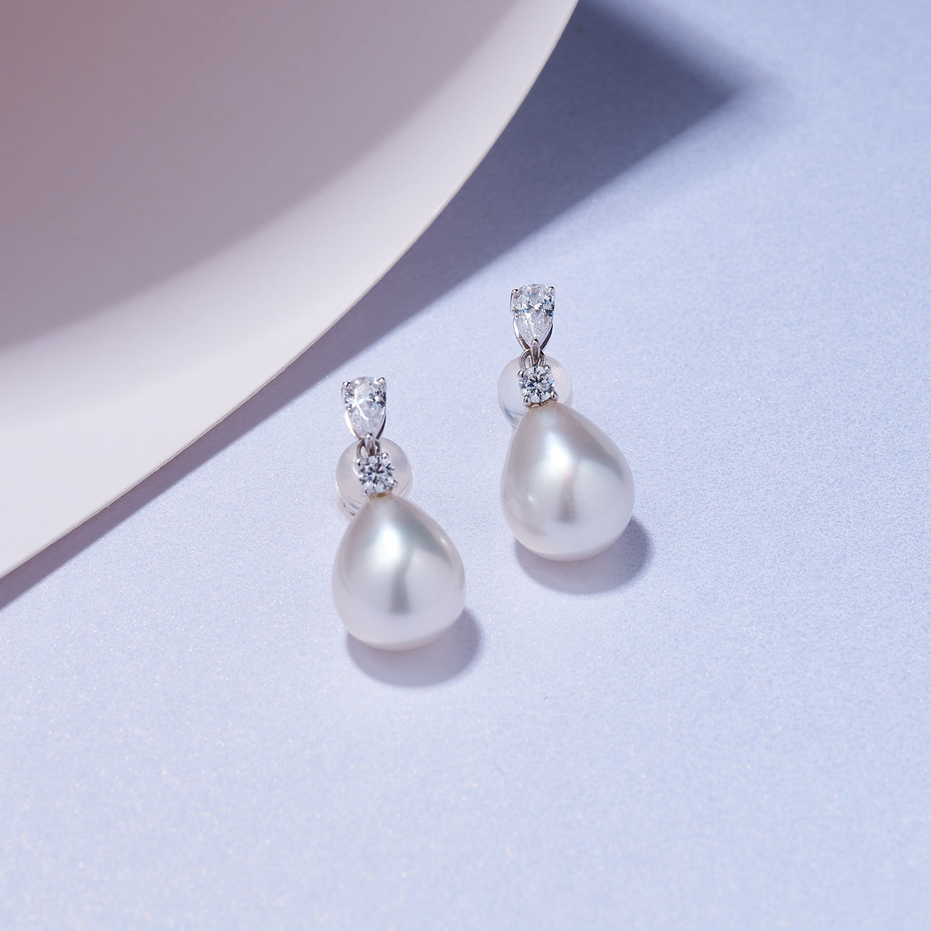18K Solid Gold Australian White Pearl Earrings KE00201 - Elegant Stud Earrings for Women, Perfect for Weddings, Parties & Everyday Wear