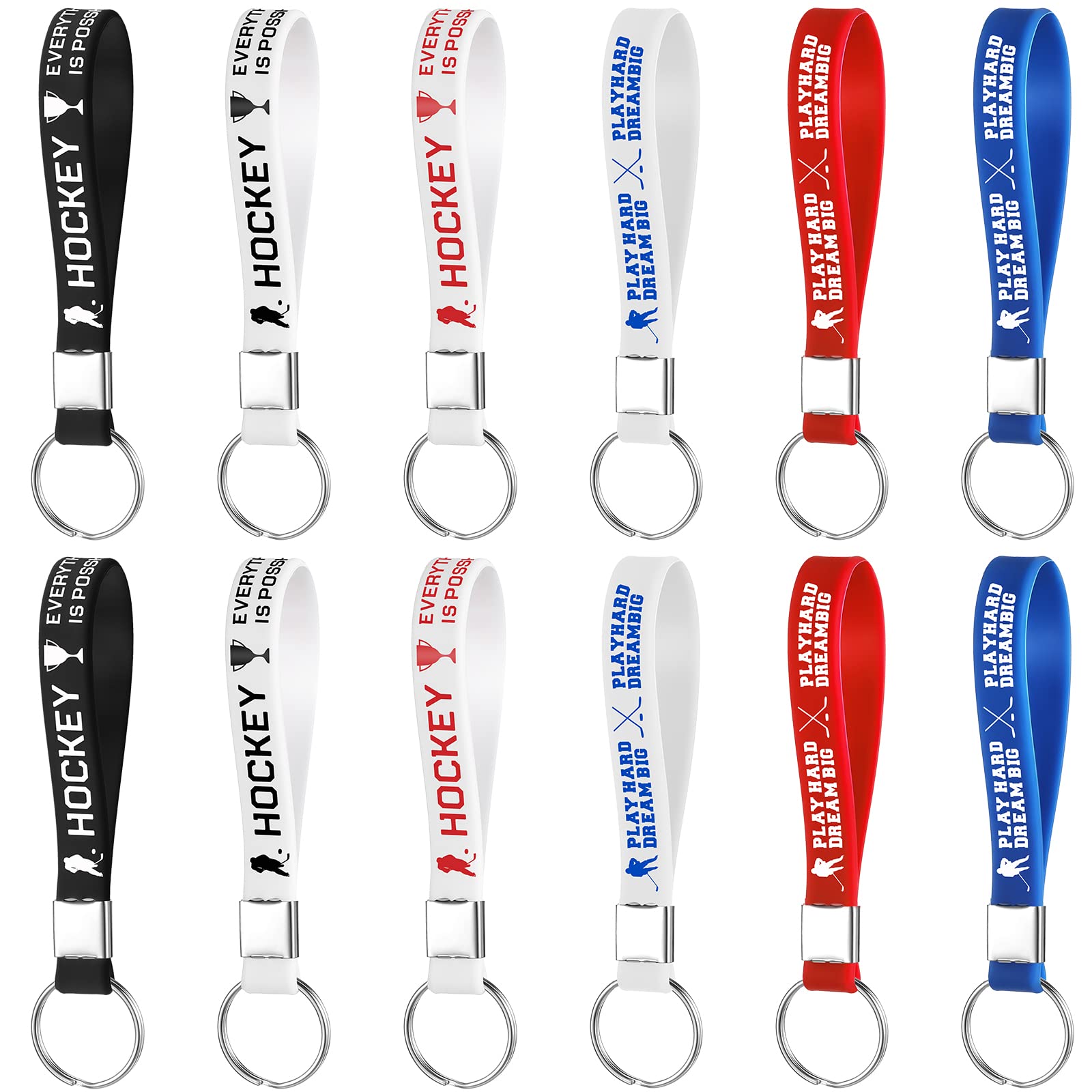 30 Inspirational Hockey Keychains with Motivational Quotes - Silicone Ice Hockey Party Favors, Perfect Gifts & Prizes for Boys and Girls - Ideal for Hockey Games, Practices, and Team Events