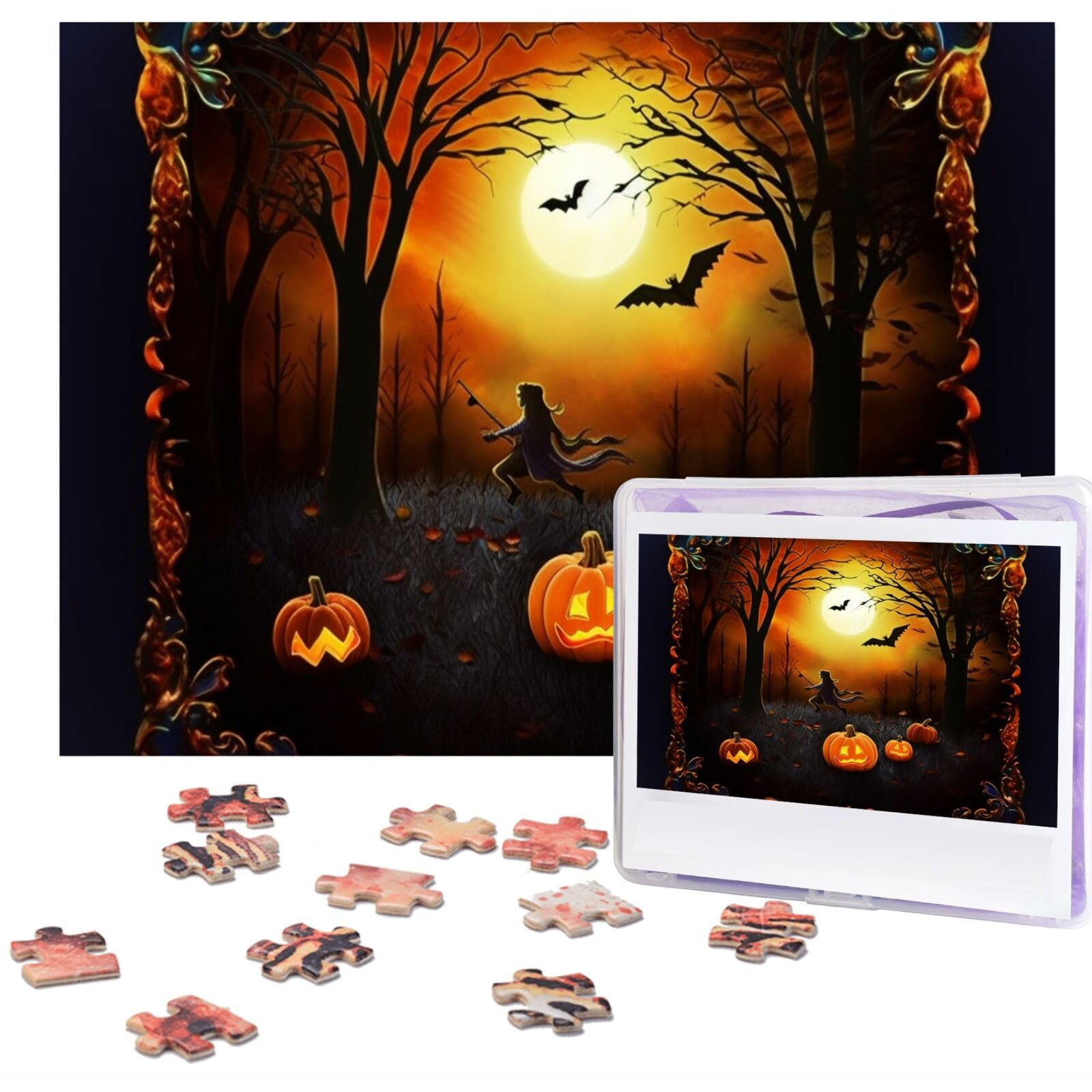 500-Piece Halloween Jigsaw Puzzle for Adults - Personalized Wooden Photo Puzzle with 20.4