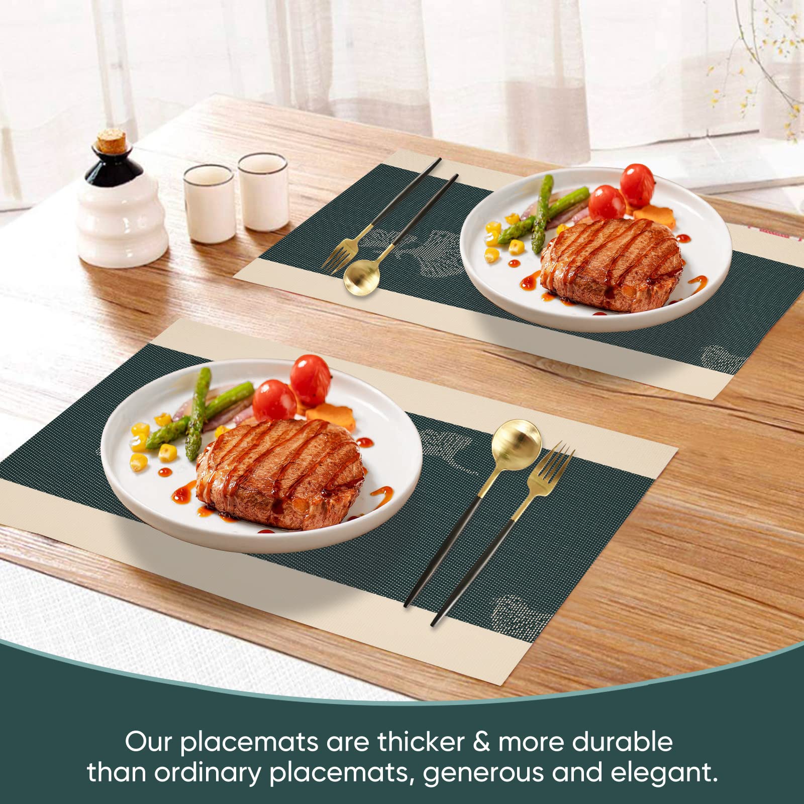 Washable Oil Stainless Heat Resistant Rectangle Vinyl Table Place Mats - Non-Slip Dining Table Protectors for Restaurant, Office, Kitchen & Home Decor | Perfect for Housewarming Gifts & Daily Use