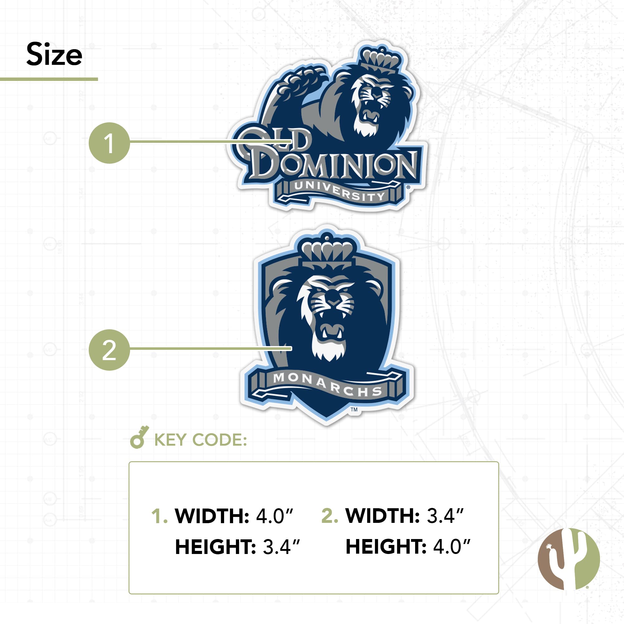 ODU Monarchs Vinyl Decal Sticker Set - 4 Inch Desert Cactus Design for Laptop, Water Bottle, Car & Scrapbook | Old Dominion University Merchandise | Perfect for College Students, Alumni & Fans