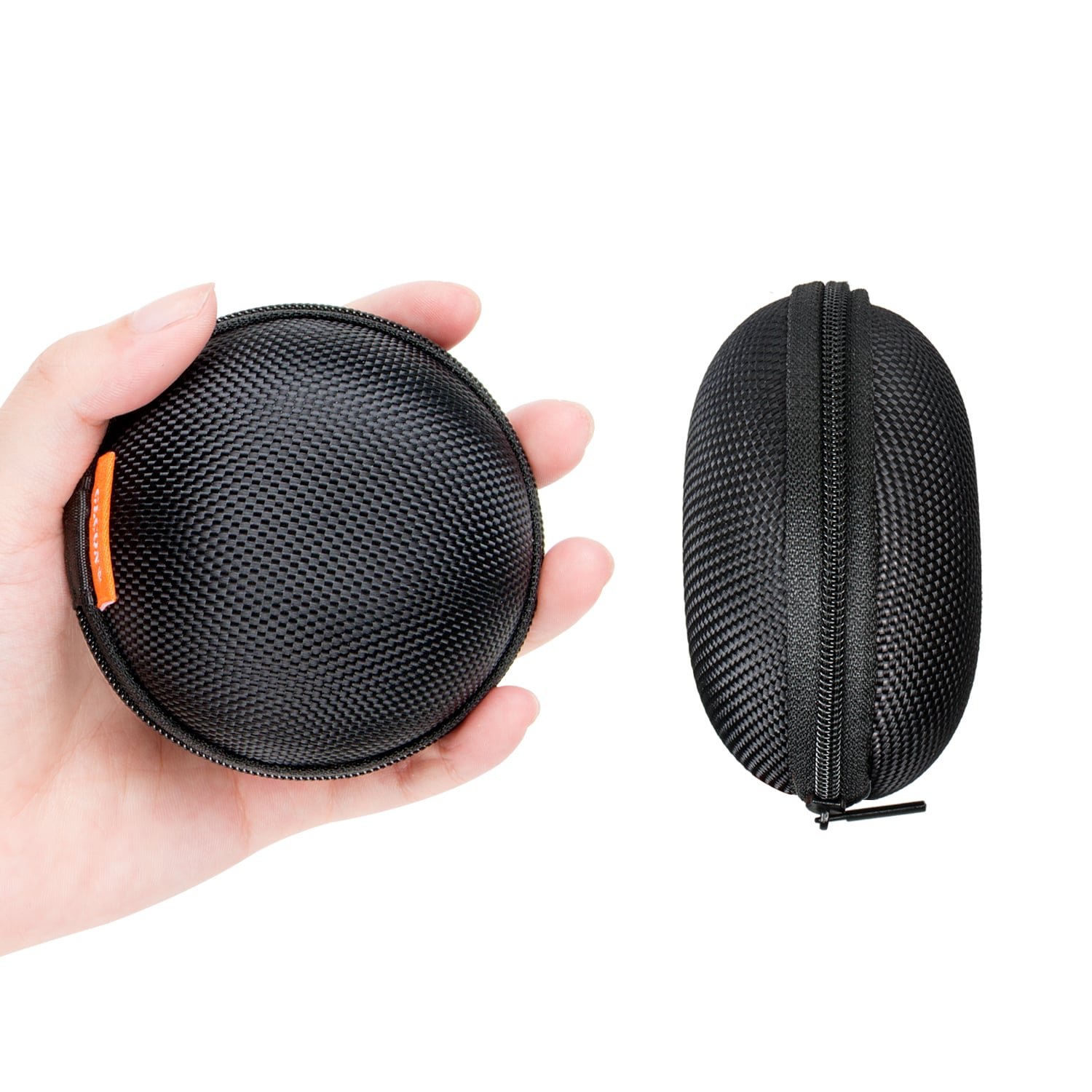 GLCON 2 Pack Small Electronic Zipper Case - Shockproof Hard EVA Storage Pouch for Airpods, Earphones, Earbuds, Adapter, Cable, Charger, Headset - Black | Perfect for Travel, Gym & Daily Organization