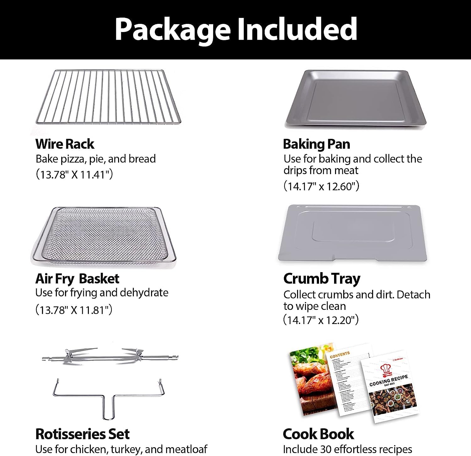Beelicious® Pro 32QT Extra Large Air Fryer Toaster Oven Combo - 19-in-1 Digital Convection Countertop Oven with Rotisserie & Dehydrator - 1800W for 13