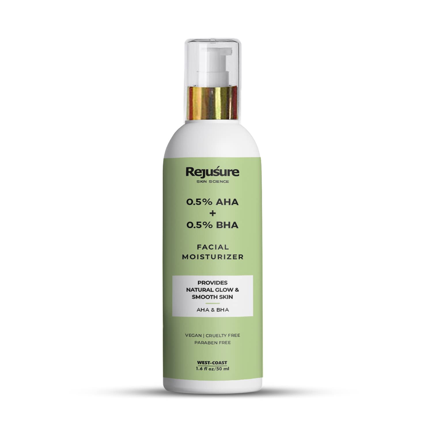 Rejusure AHA 0.5% + BHA 0.5% Facial Moisturizer for Acne Prone Skin - Oil Free Face Cream with Salicylic Acid & Glycolic Acid - Gentle Exfoliating Moisturizer for Women & Men - 50ml - Perfect for Daily Skincare Routine & Acne Treatment